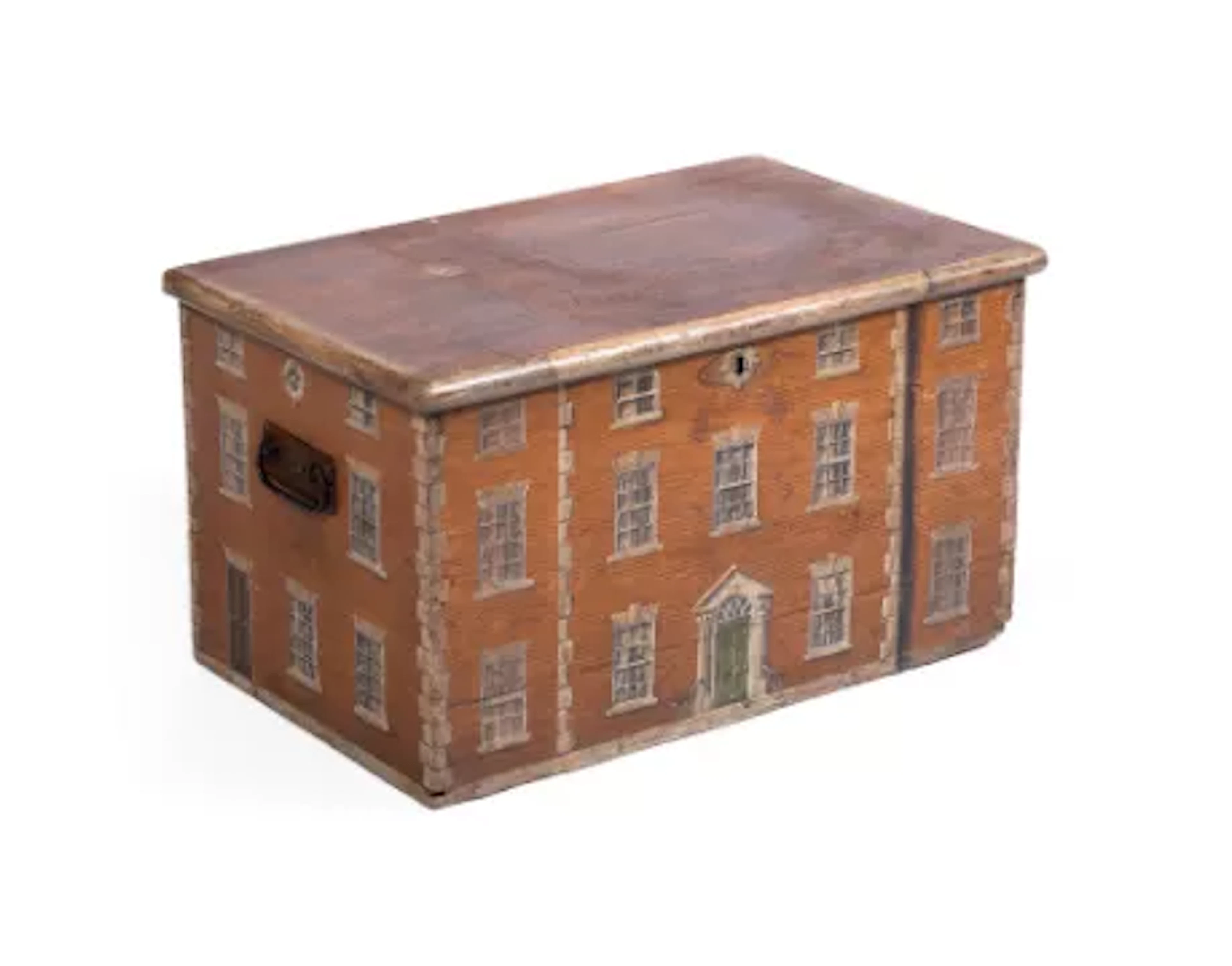 A PAINTED 'COUNTRY HOUSE' BOX OR TRUNK,﻿ 19TH CENTURY AND LATER