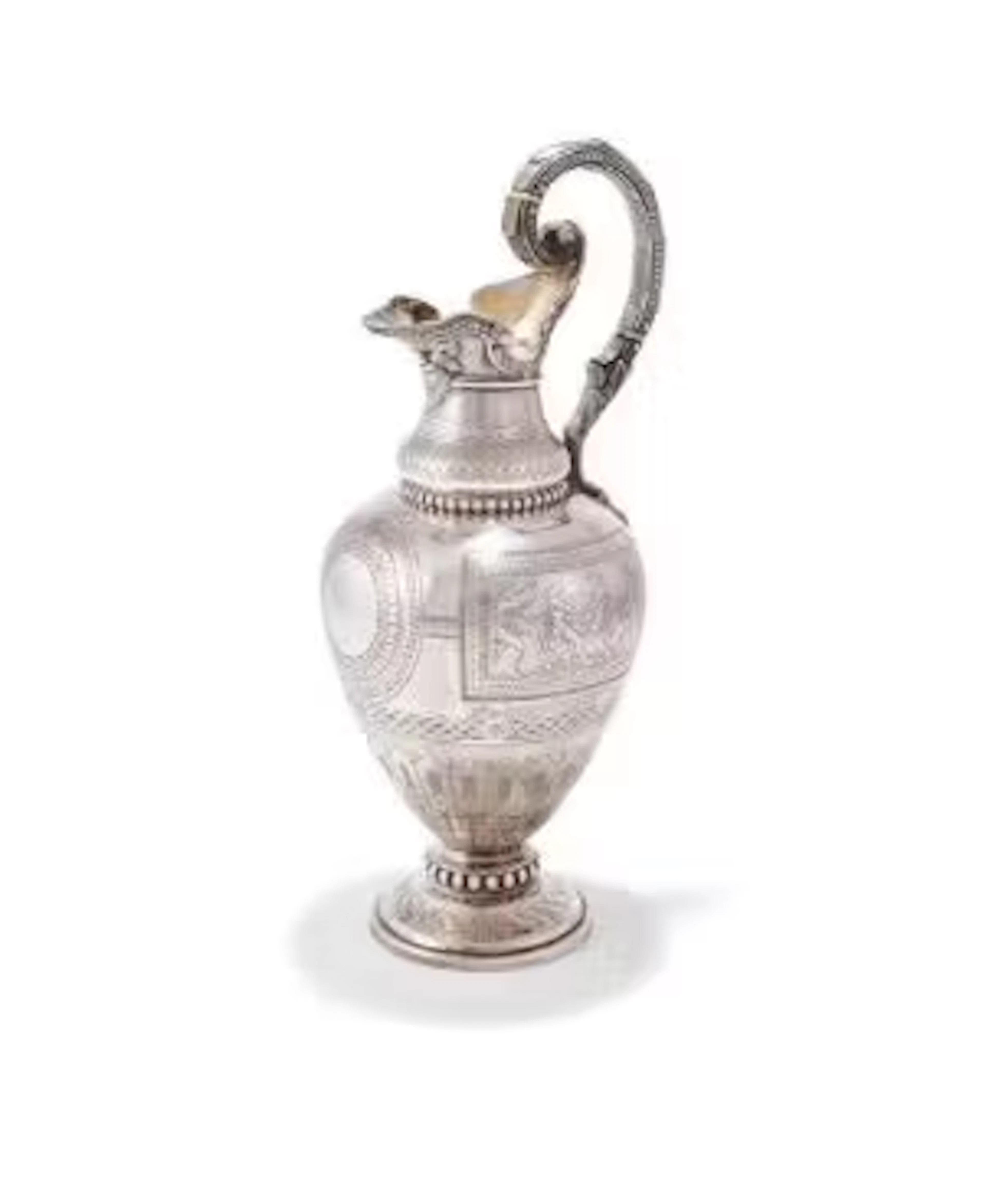 Y A VICTORIAN SILVER CLARET JUG