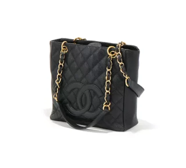 CHANEL, A BLACK CAVIAR LEATHER PETITE SHOPPING TOTE BAG