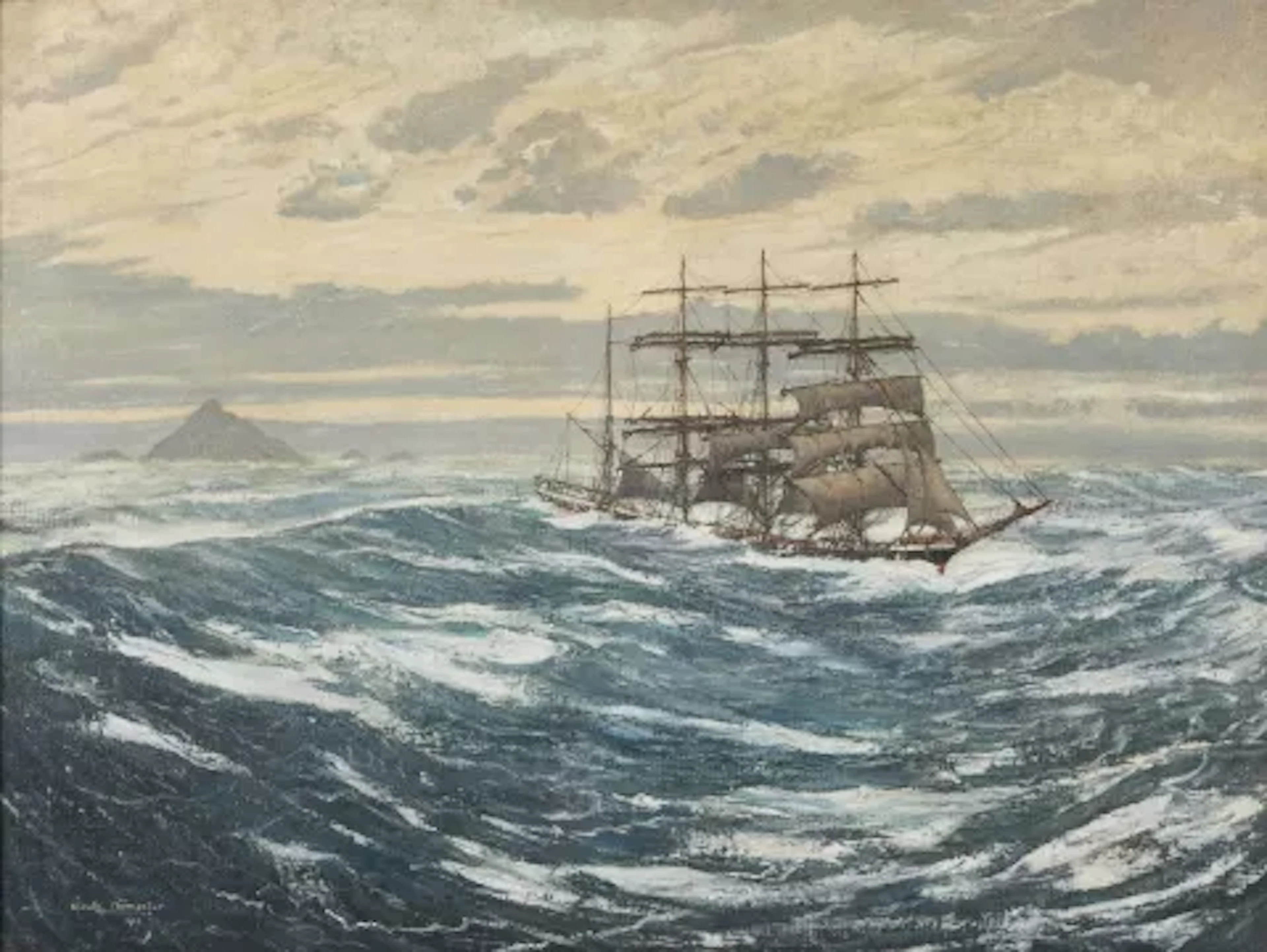 λ CLAUDE MUNCASTER (BRITISH 1903-1974) THE OLIVEBANK ROUNDING CAPE HORN