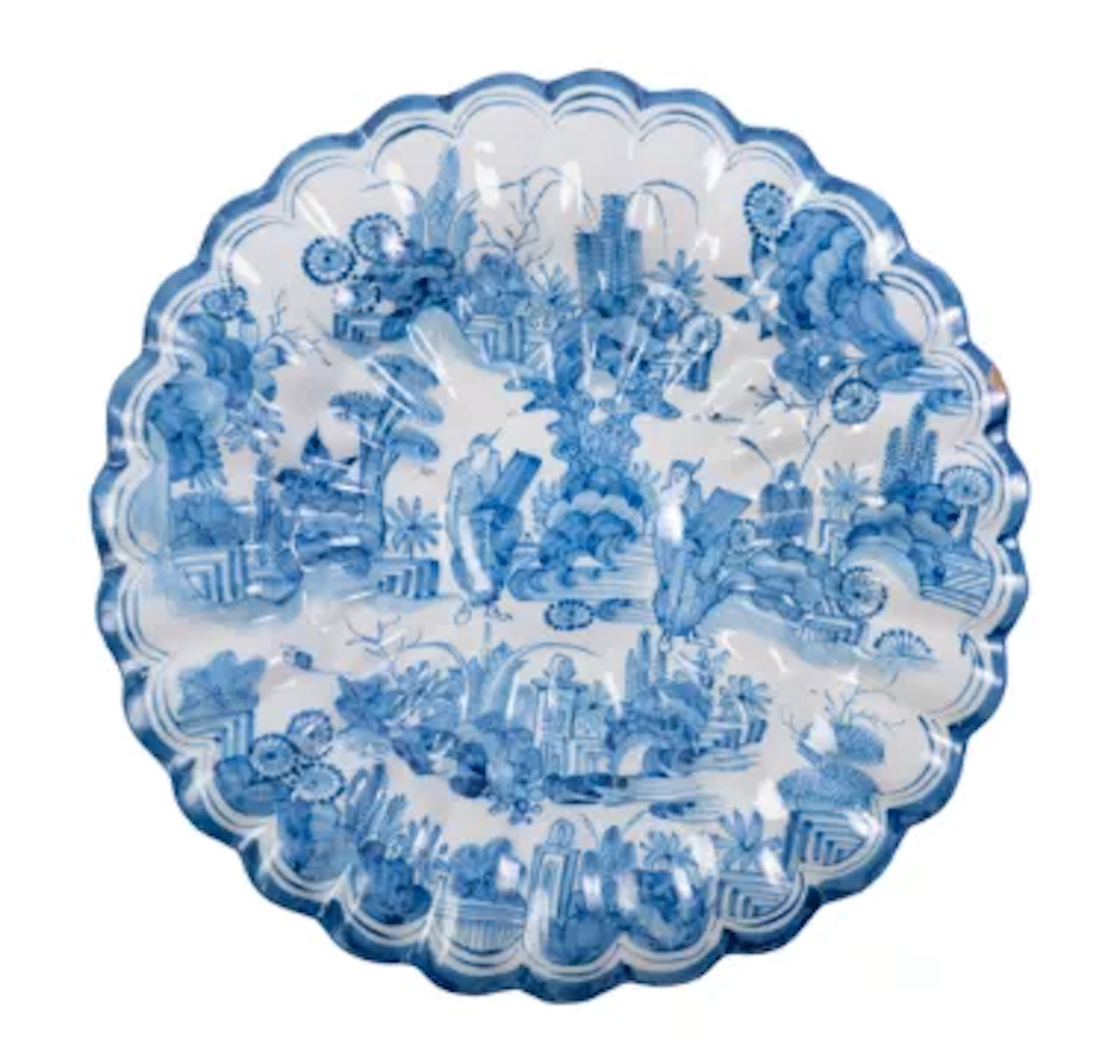 A DUTCH DELFT OR NORTH GERMAN FAIENCE TRANSITIONAL STYLE SCALLOPED
