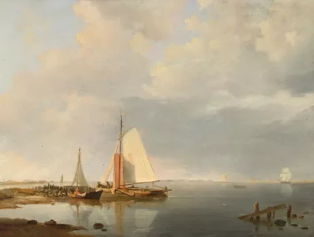 HERMANUS KOEKKOEK SENIOR (DUTCH 1815-1882), SHIP AT ANCHOR ON A CALM SEA
