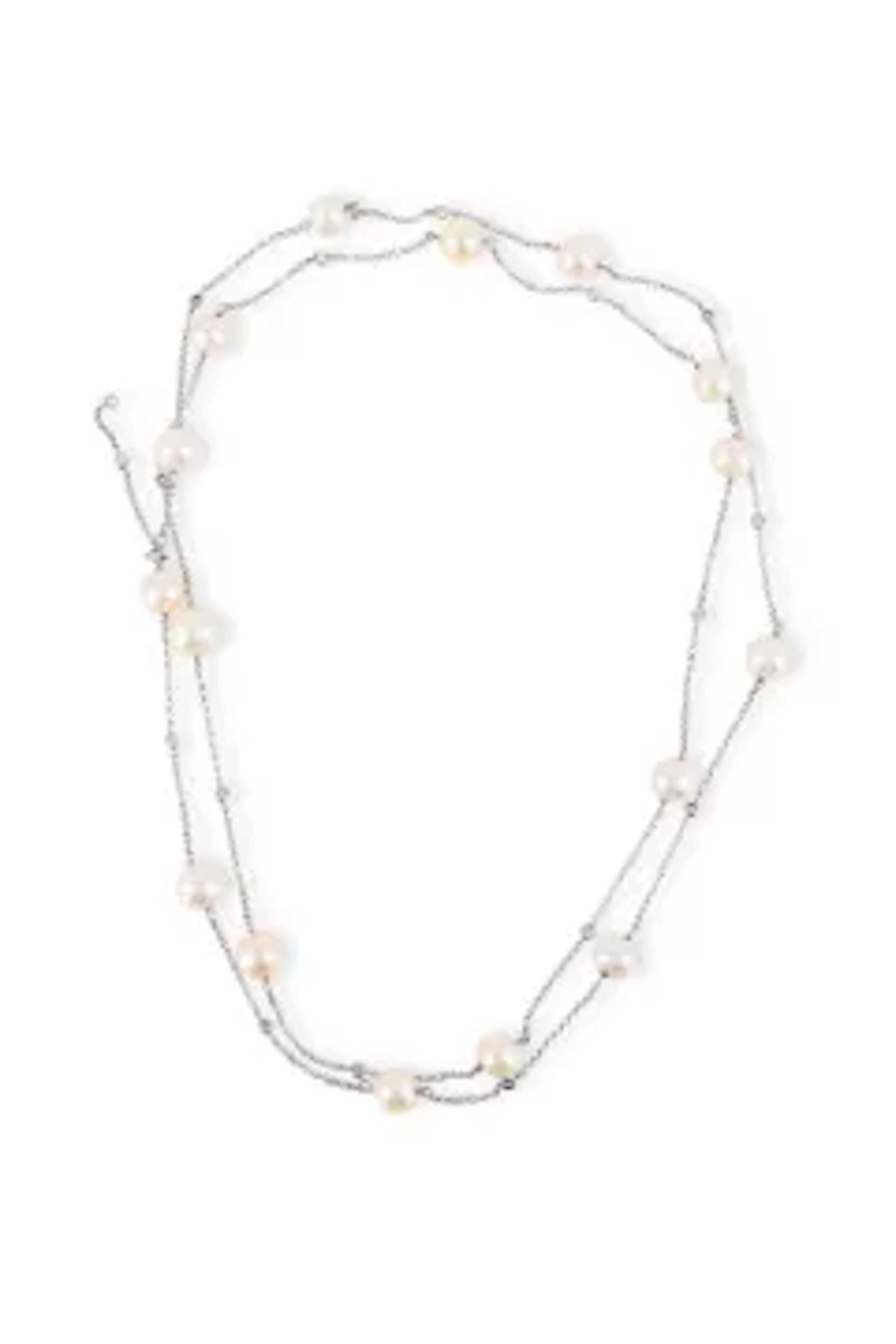 A DIAMOND AND FRESHWATER CULTURED PEARL CHAIN NECKLACE