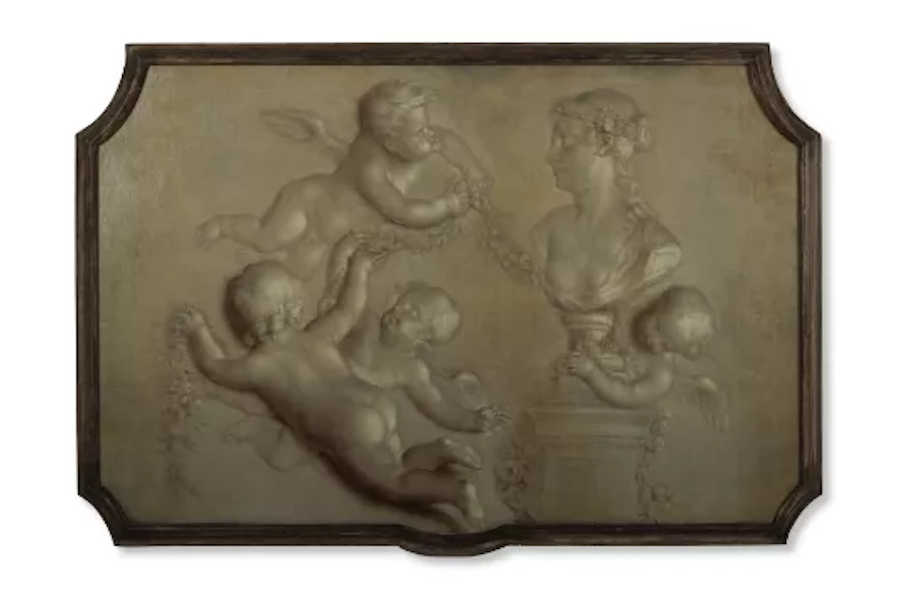 FRENCH SCHOOL (18TH CENTURY), PAIR OF GRISAILLES OF PUTTI ENGAGING