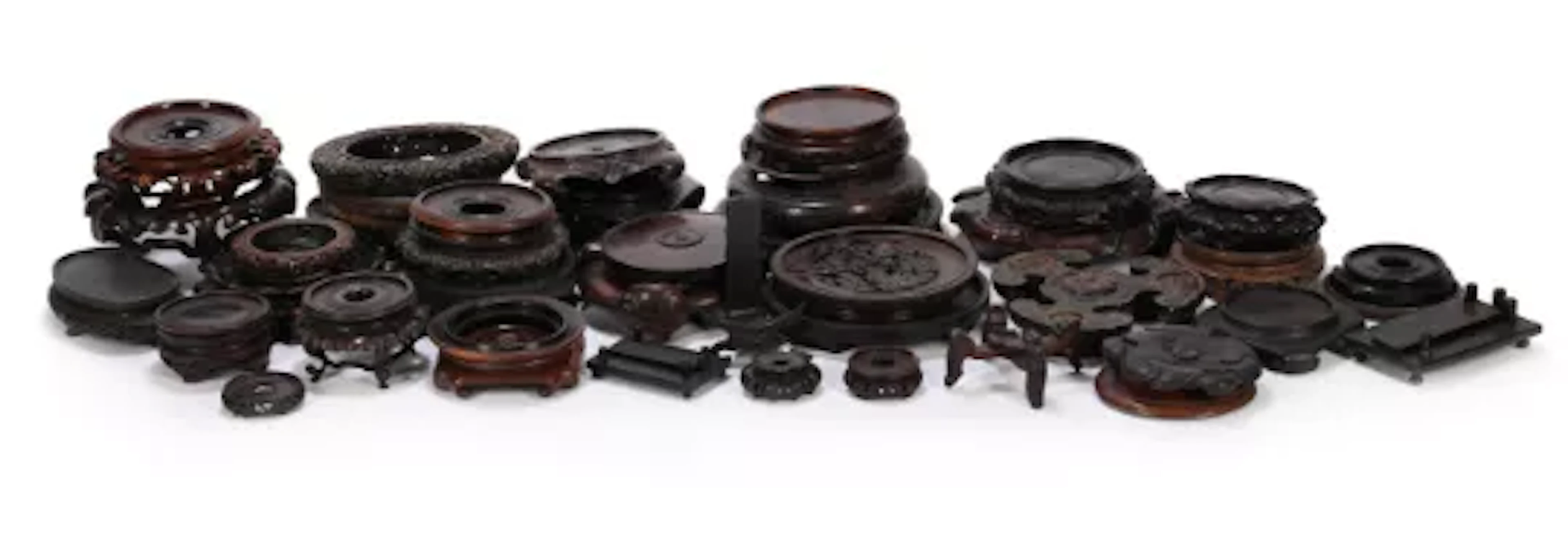 A group of Chinese hardwood stands, mainly Qing dynasty