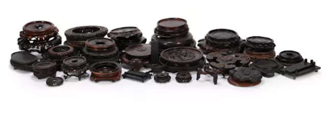 A group of Chinese hardwood stands, mainly Qing dynasty