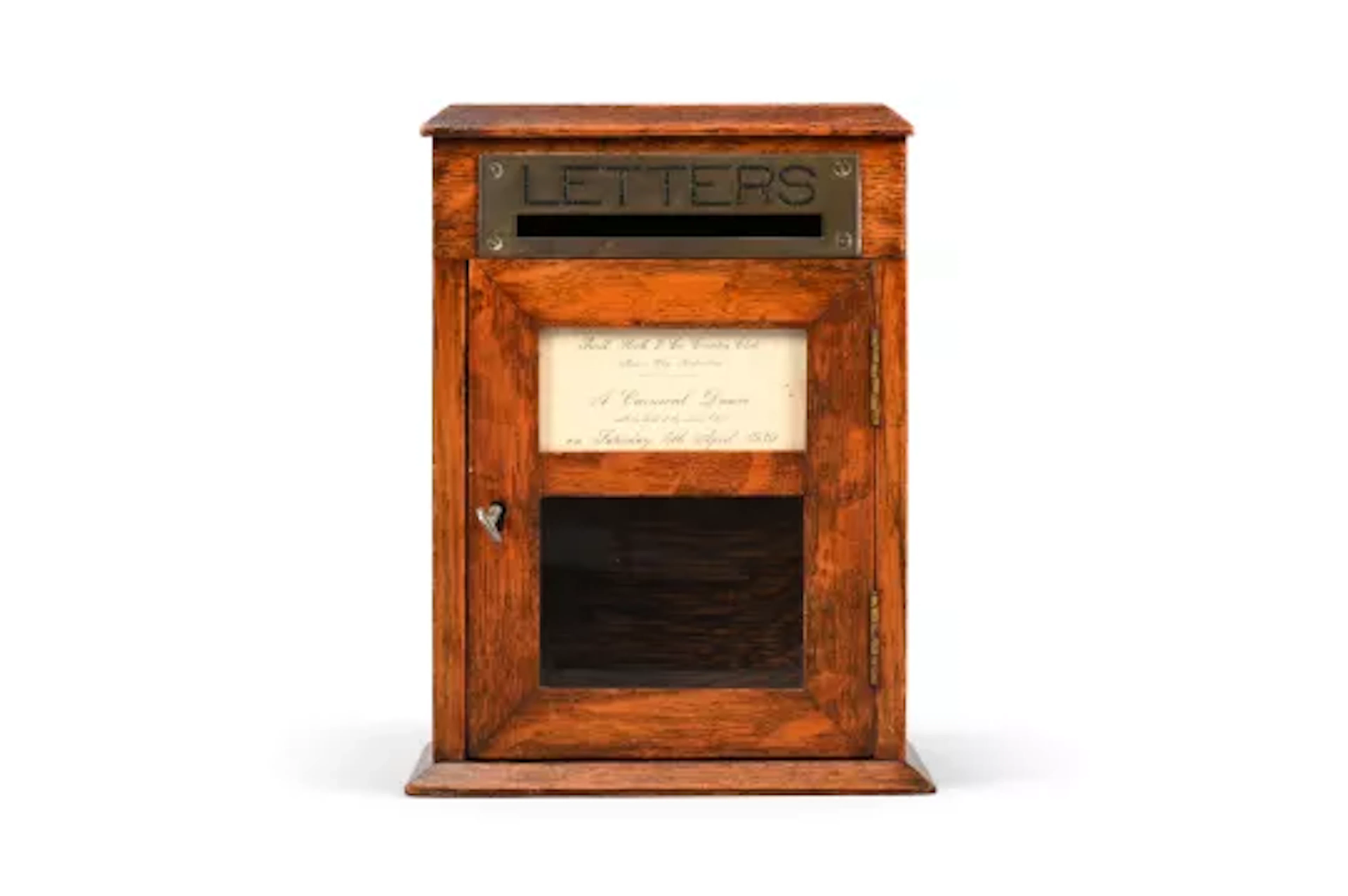 A VICTORIAN 'TIGER' OAK AND BRASS MOUNTED LETTER BOX, LATE 19TH CENTURY