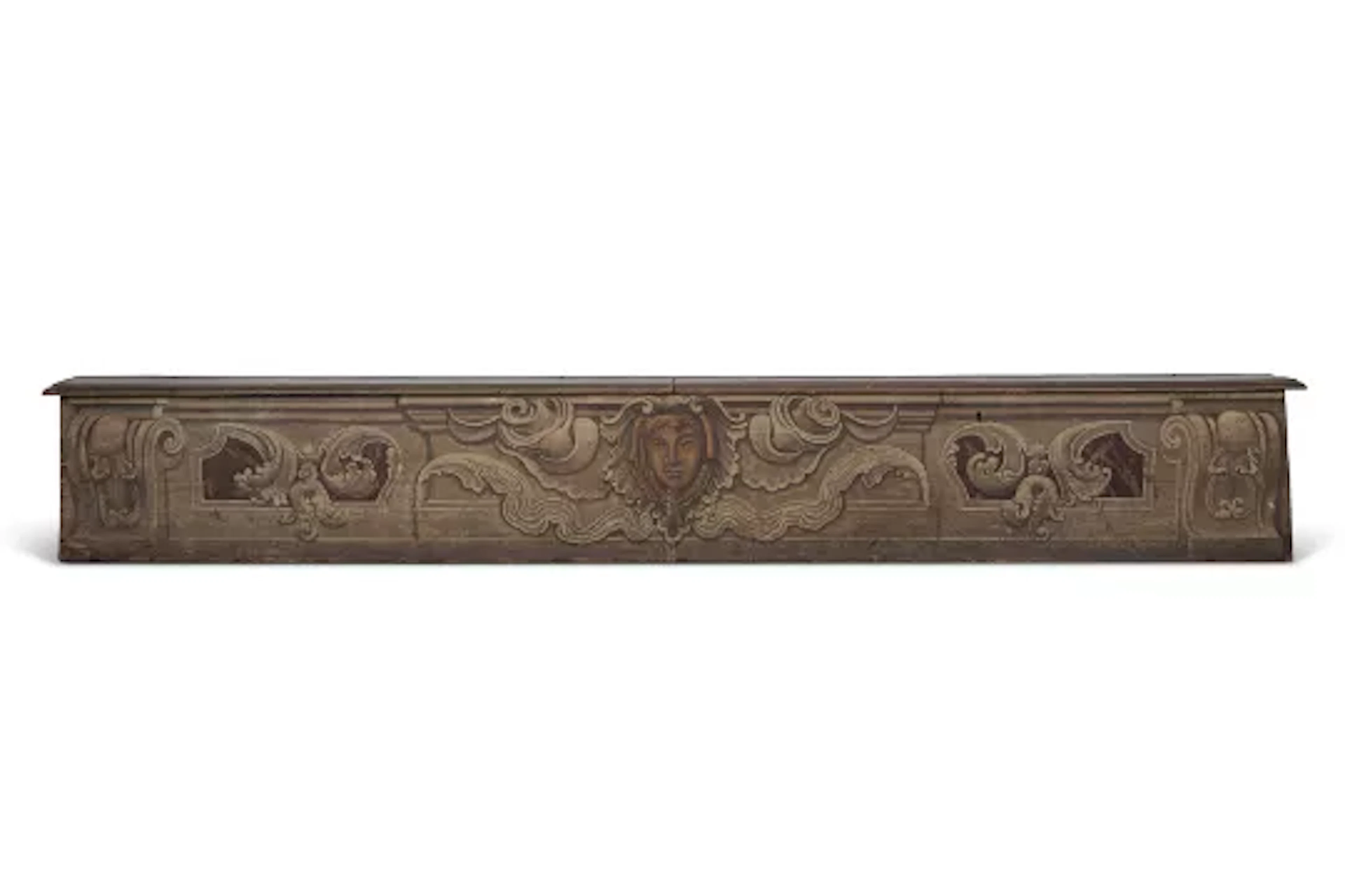 A POLYCHROME TROMPE L’OEIL PAINTED CASSAPANCA, NORTH ITALIAN, 18TH CENTURY