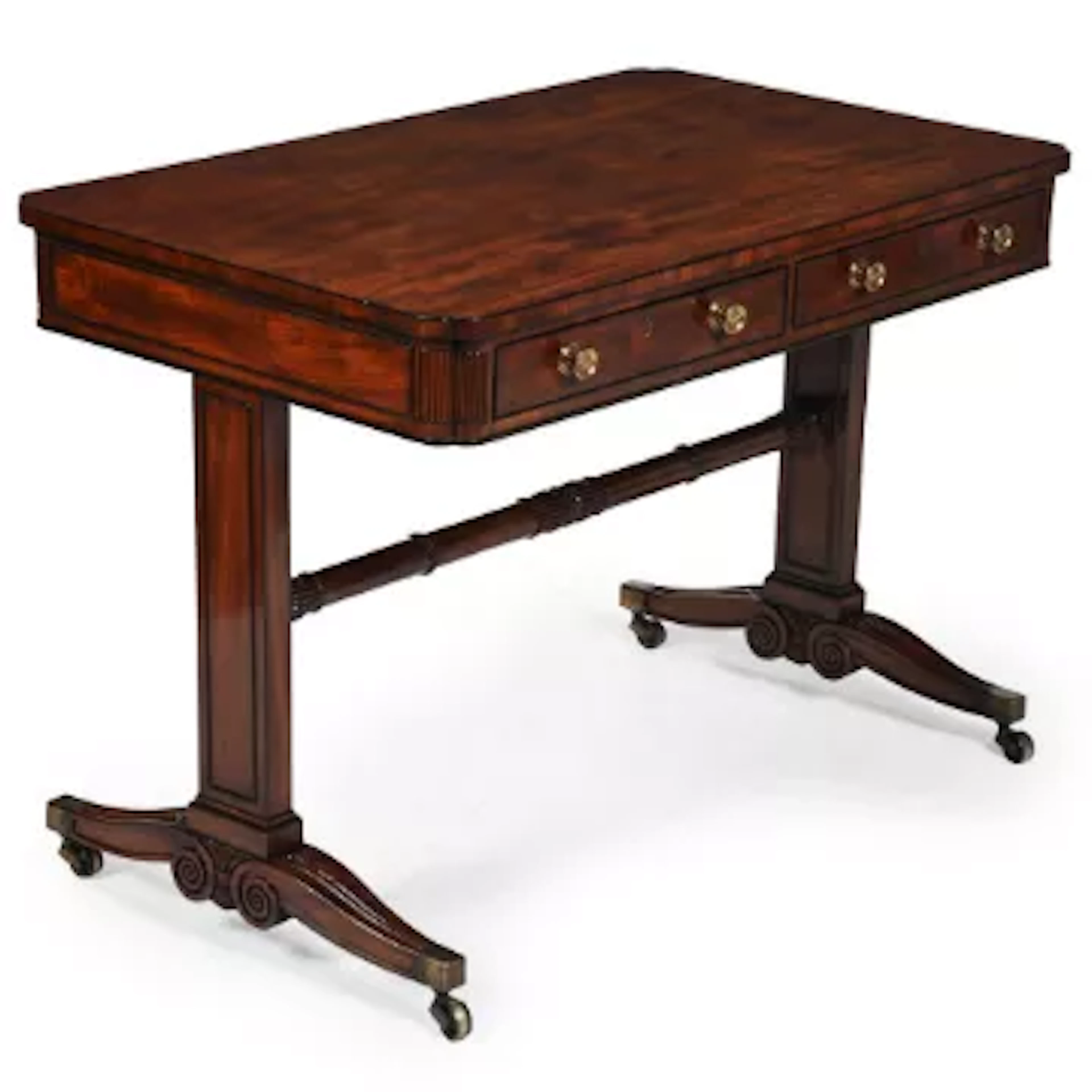 Y A REGENCY MAHOGANY AND EBONY STRUNG LIBRARY OR CENTRE TABLE, CIRCA 1815