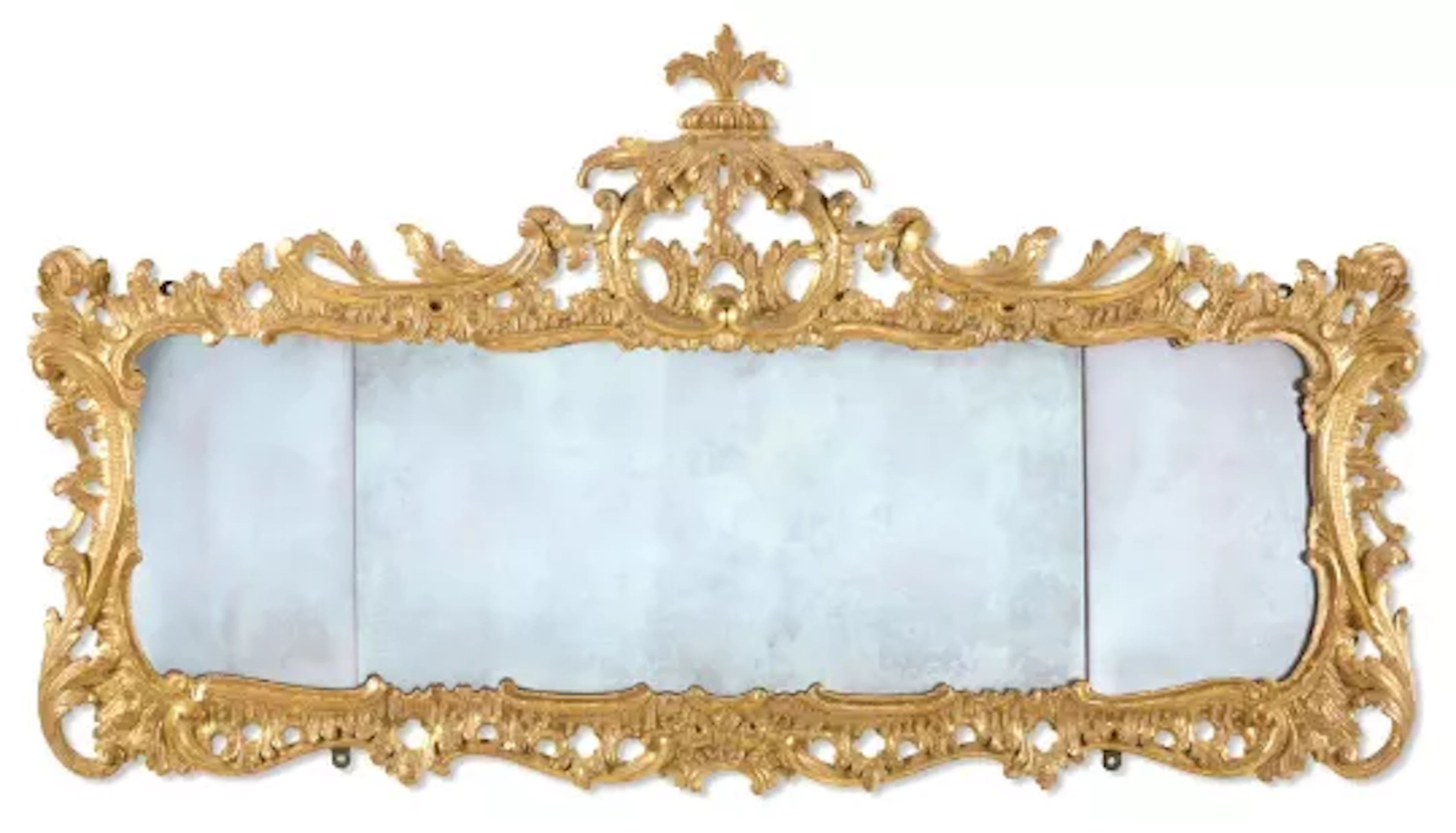 A GEORGE II GILTWOOD OVERMANTEL MIRROR, MID 18TH CENTURY