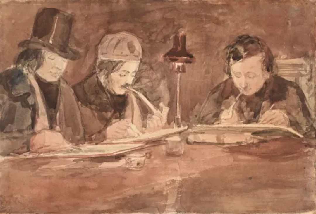 BRISTOL SCHOOL (19TH CENTURY), THREE MEMBERS OF THE SKETCHING CLUB