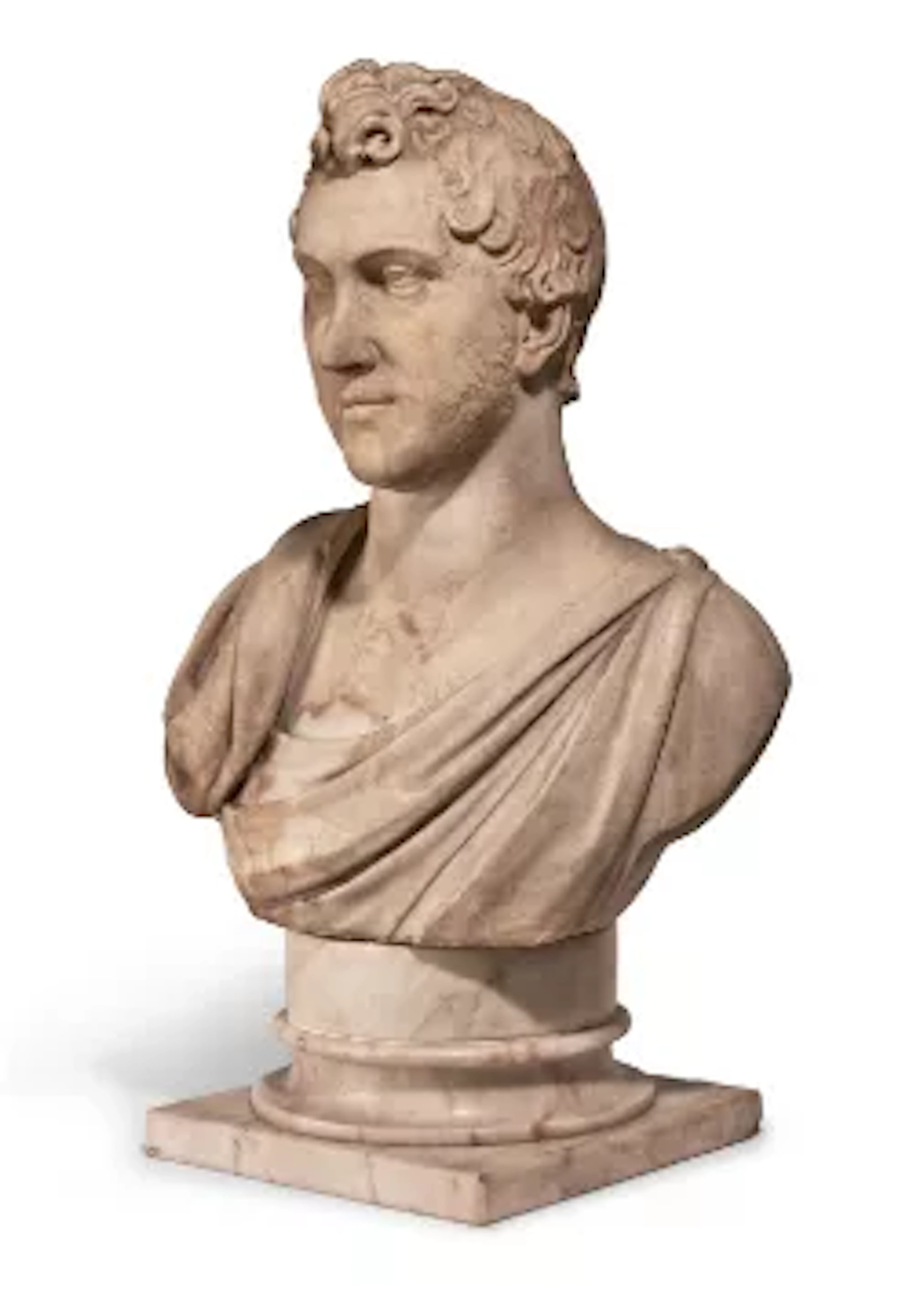 A GRAND TOUR MARBLE BUST OF A YOUNG MAN, ROME, POSSIBLY 1818