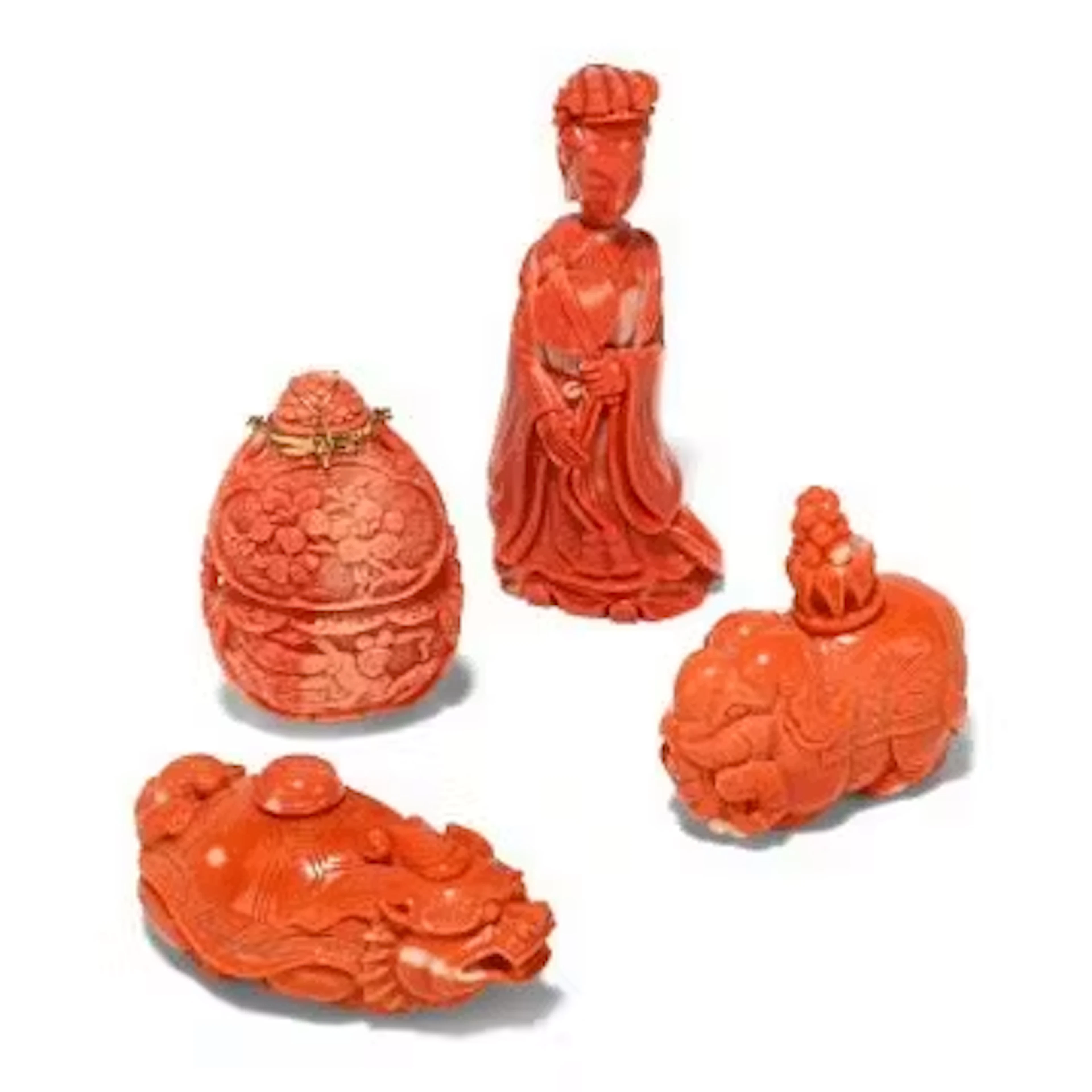 Y A Chinese carved coral 'Elephant' snuff bottle