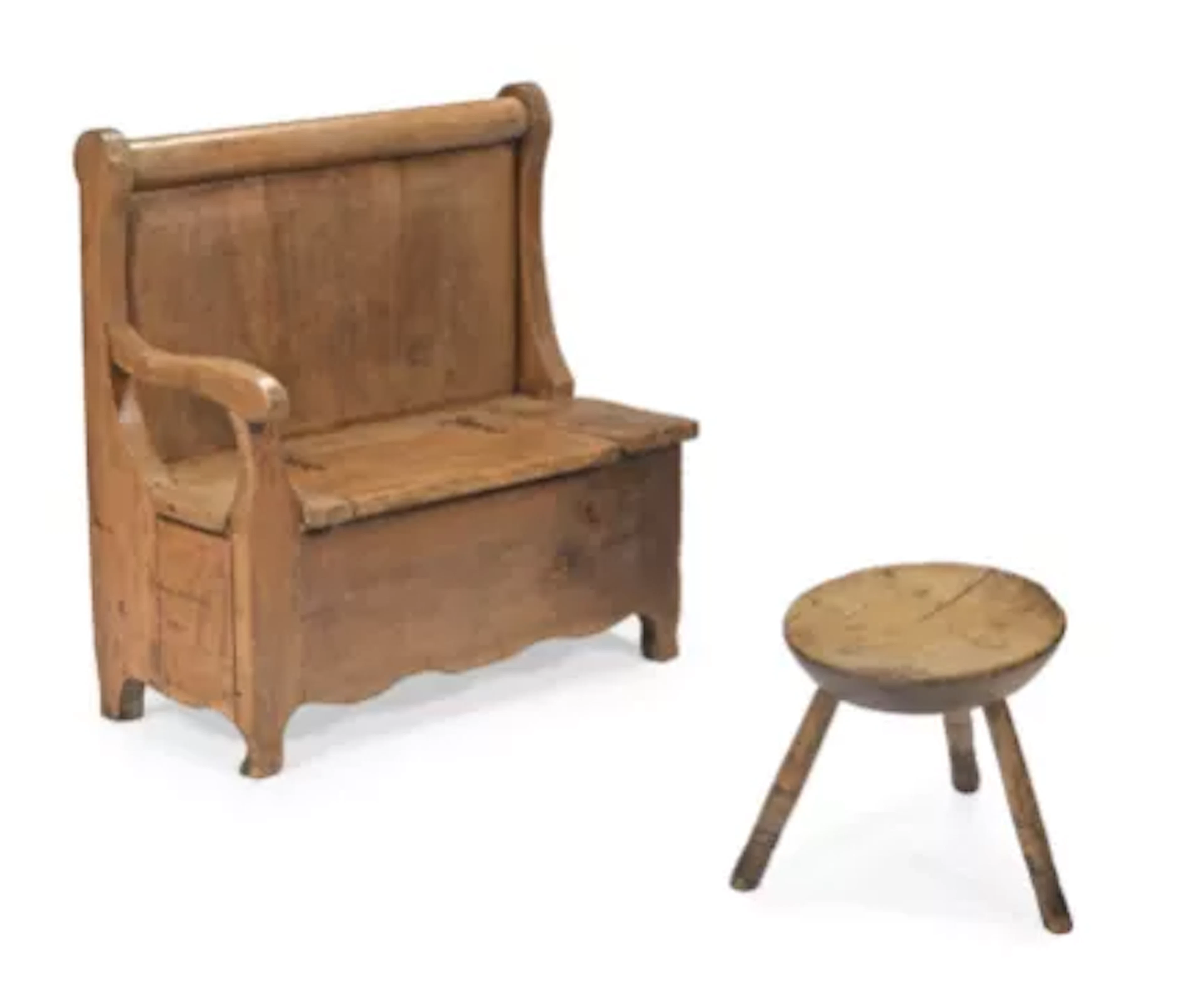 A RUSTIC FRUITWOOD ALCOVE SETTLE OR SEAT, LAST QUARTER 19TH CENTURY