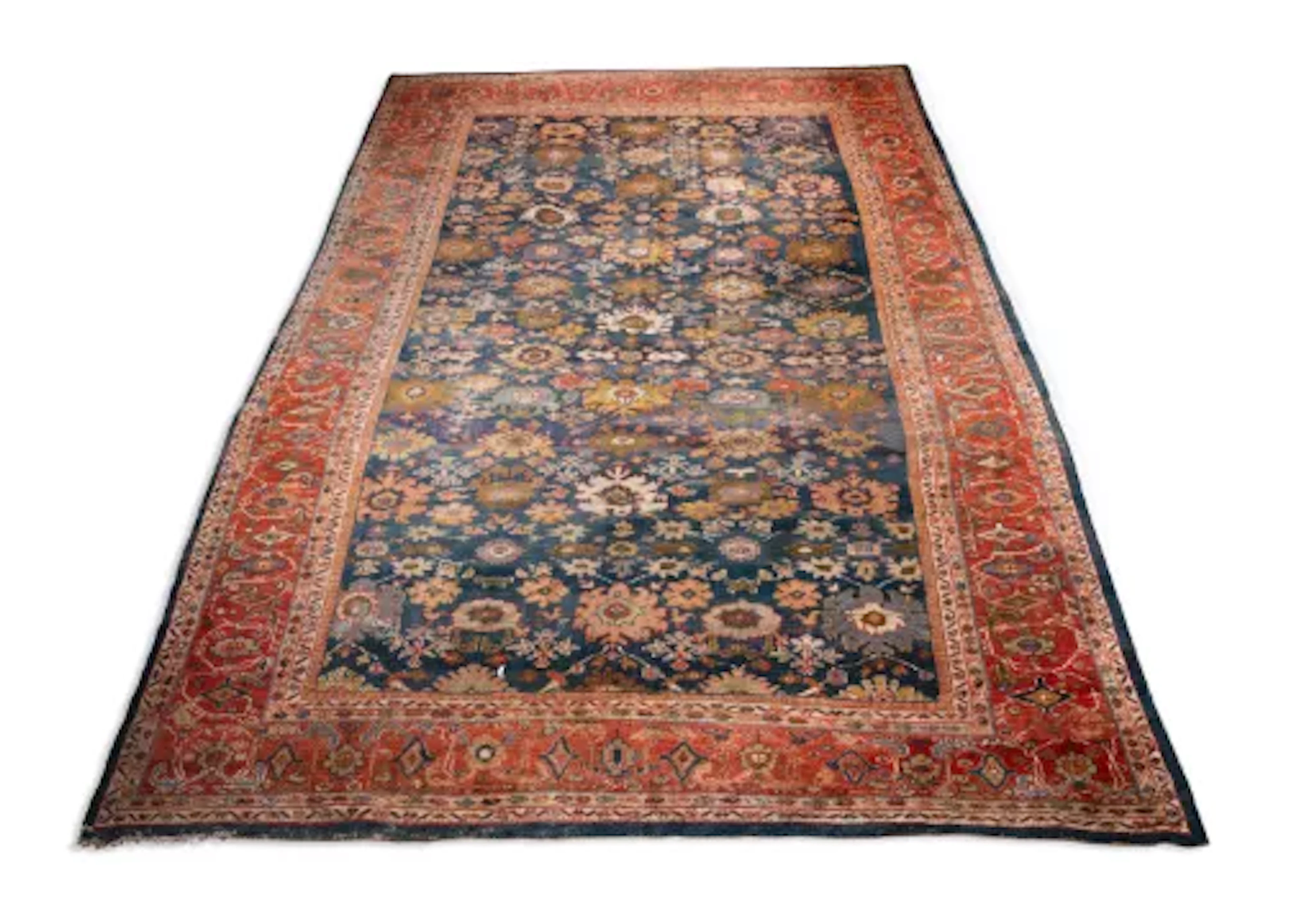 A LARGE MAHAL (SULTANABAD) BLUE GROUND CARPET