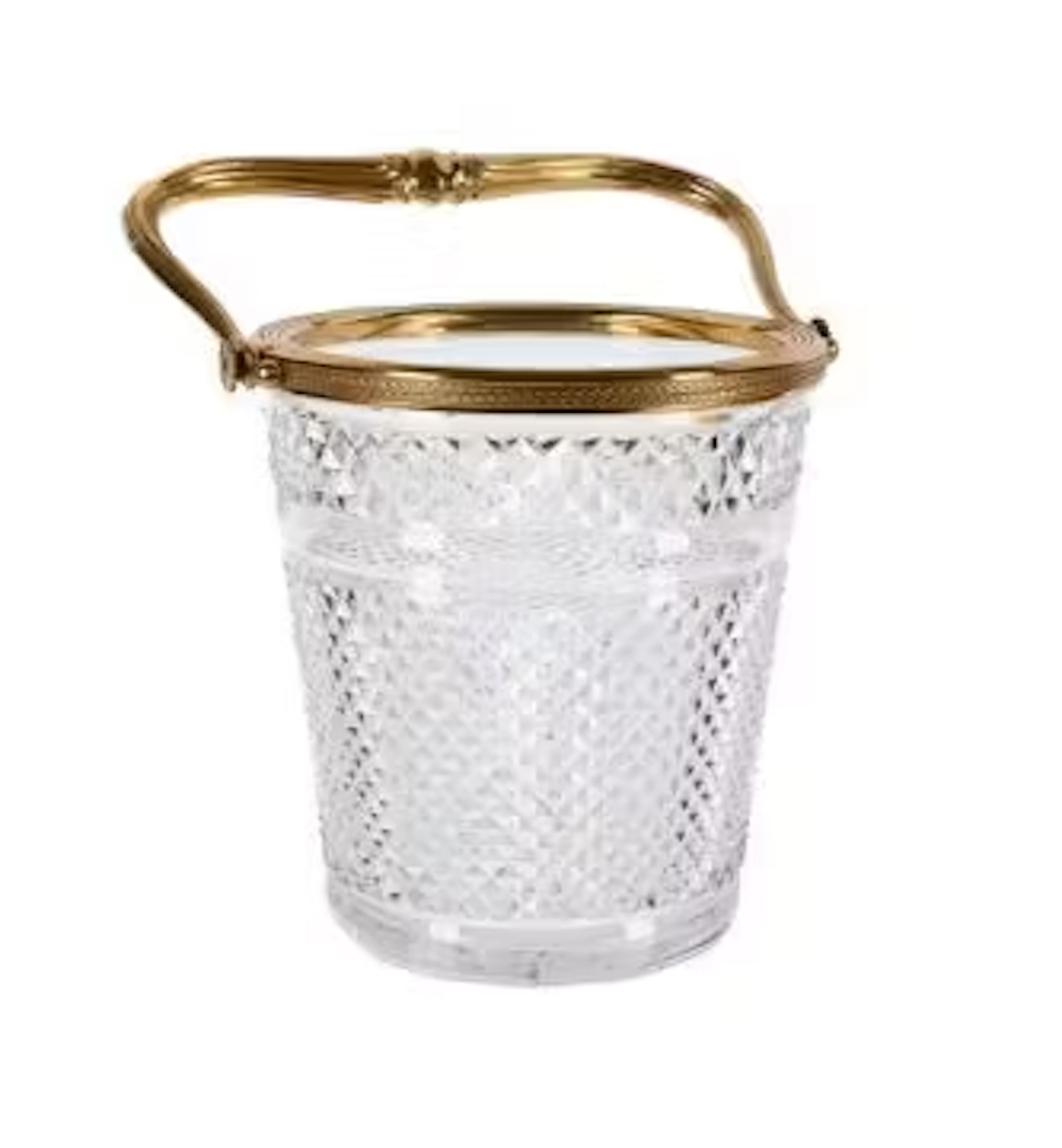 A CONTINENTAL PRESS-MOULDED CLEAR GLASS AND GILT-METAL MOUNTED ICE