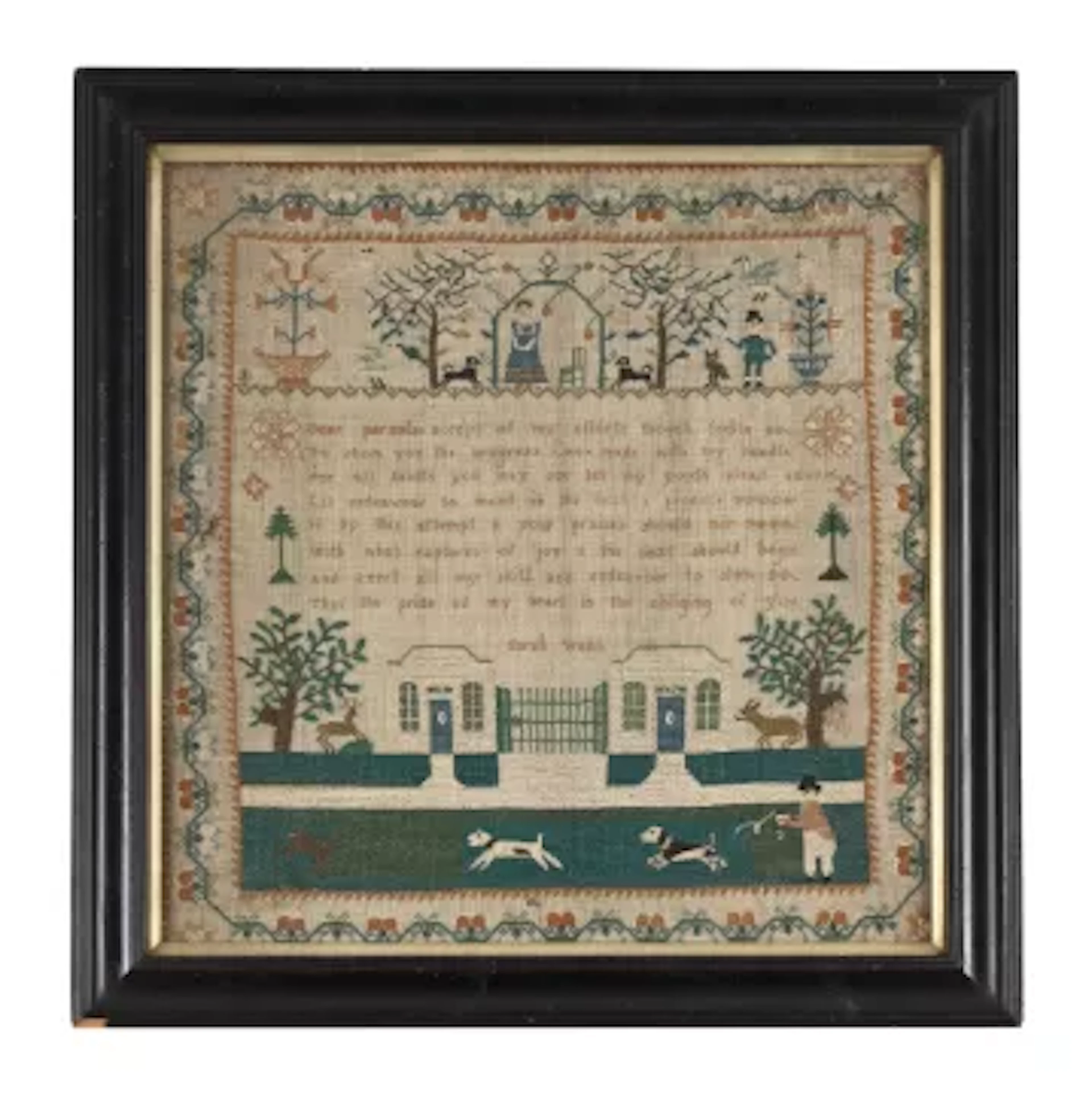 SARAH WEBB, A DEDICATORY NEEDLEWORK SAMPLER, FIRST QUARTER 19TH CENTURY