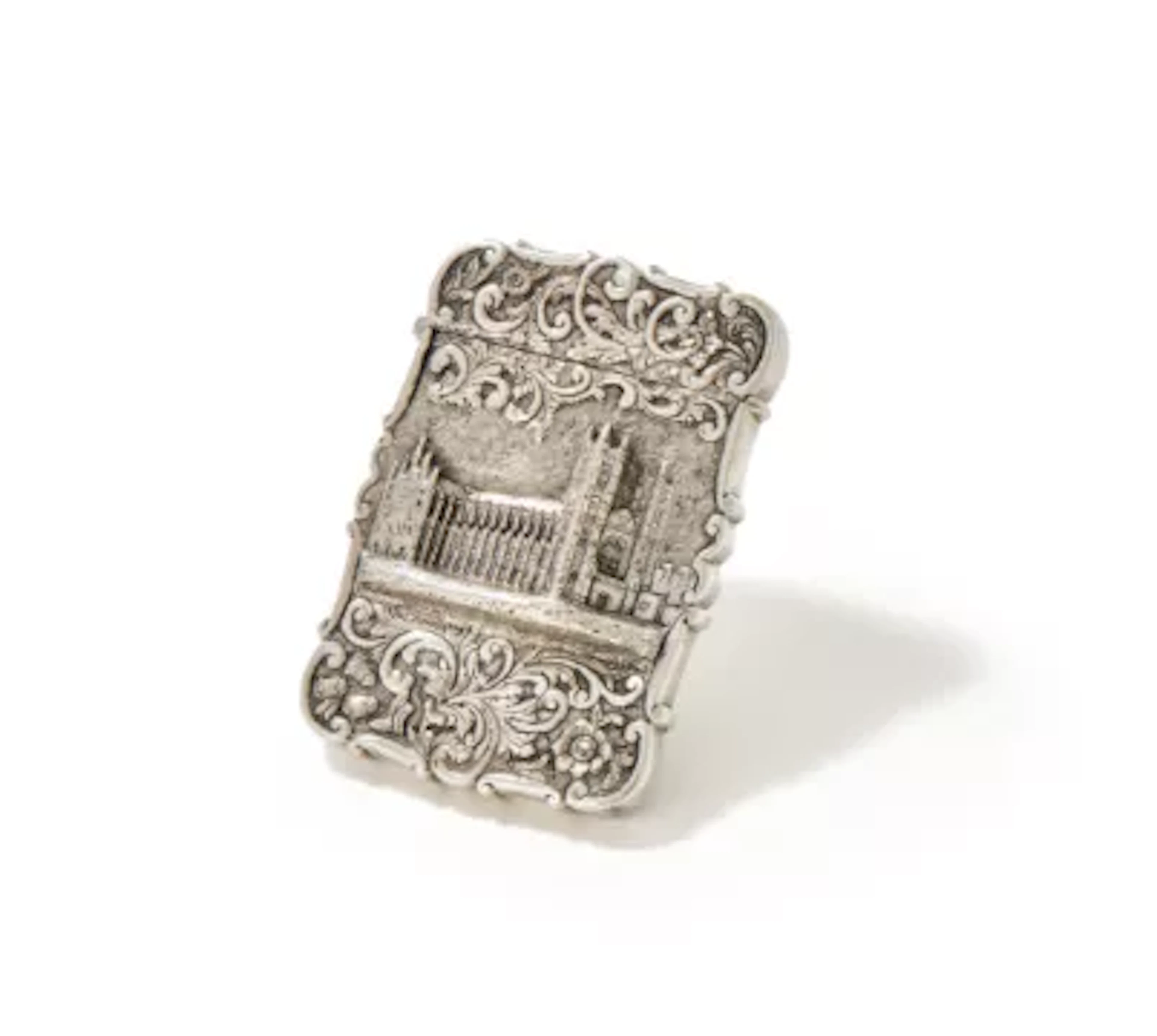 A VICTORIAN SILVER SHAPED RECTANGULAR CARD CASE, NATHANIEL MILLS