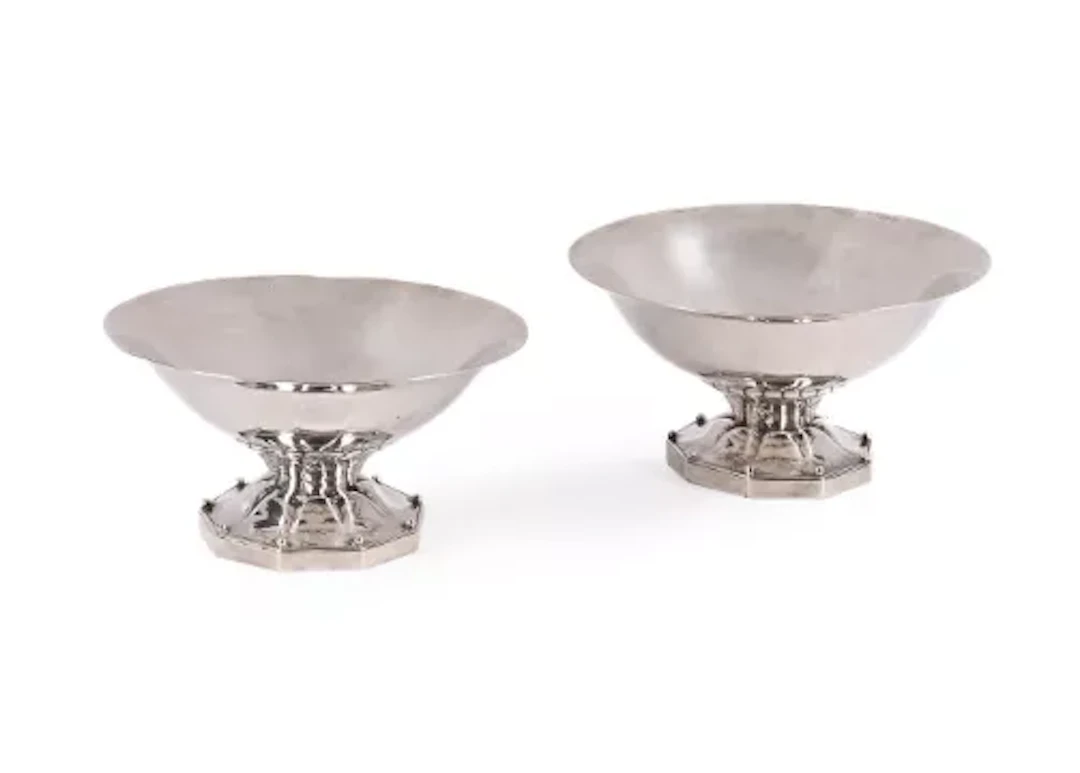 GEORG JENSEN (DANISH, 1866-1635), MODEL 181A AND 181B FOOTED BOWLS