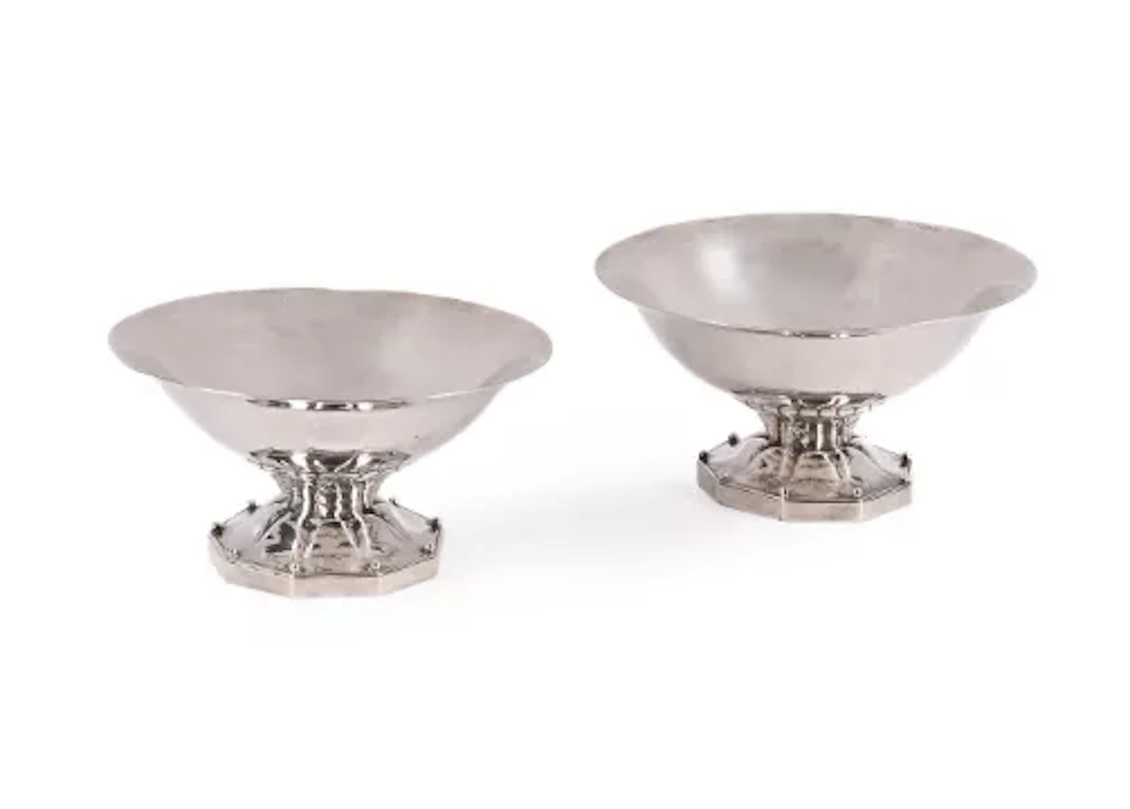 GEORG JENSEN (DANISH, 1866-1635), MODEL 181A AND 181B FOOTED BOWLS