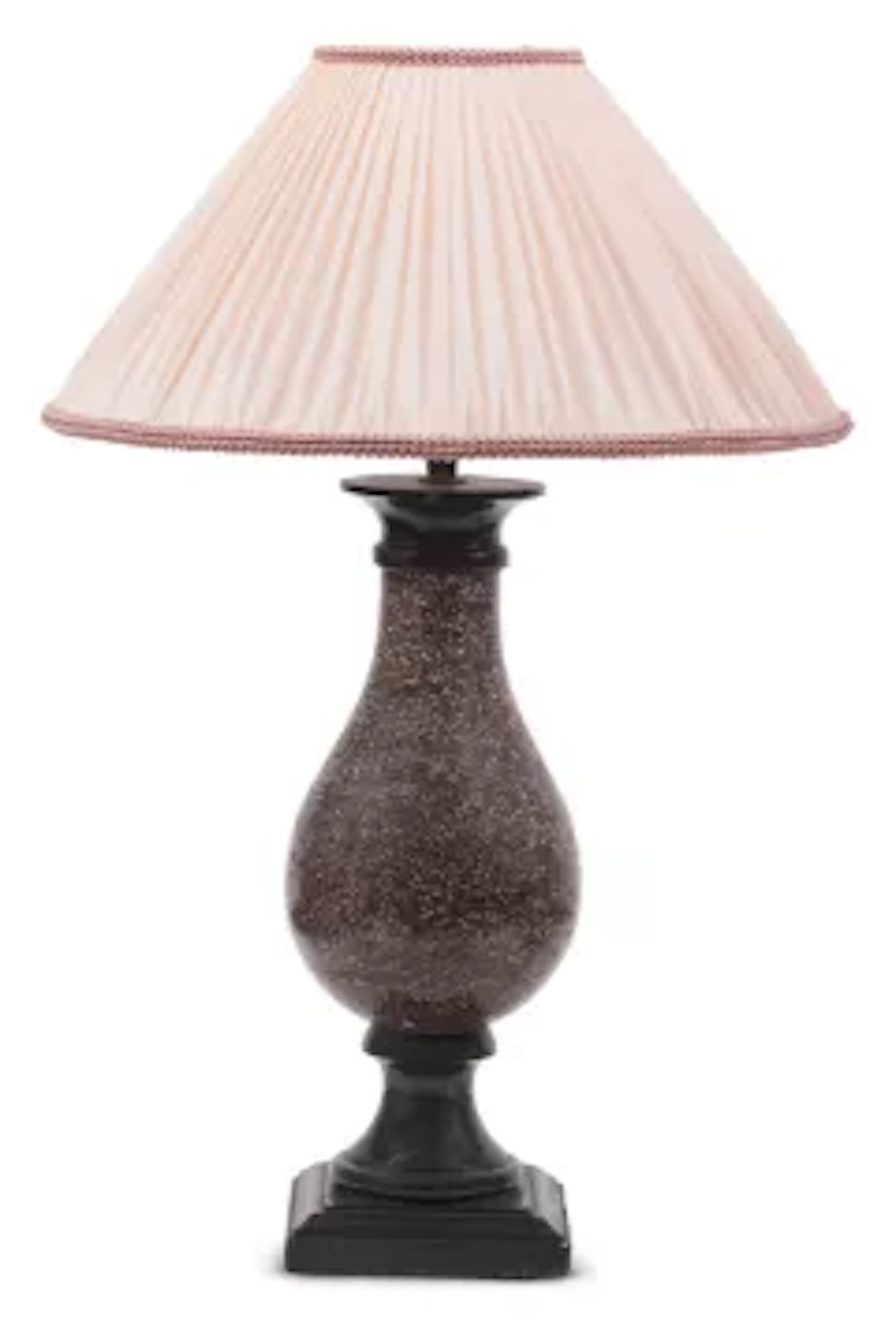 A 'PORPHYRY' SCAGLIOLA TABLE LIGHT, LATE 19TH CENTURY