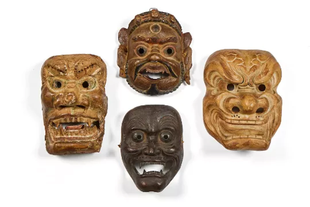 A Japanese Iron Noh mask, Meiji Period