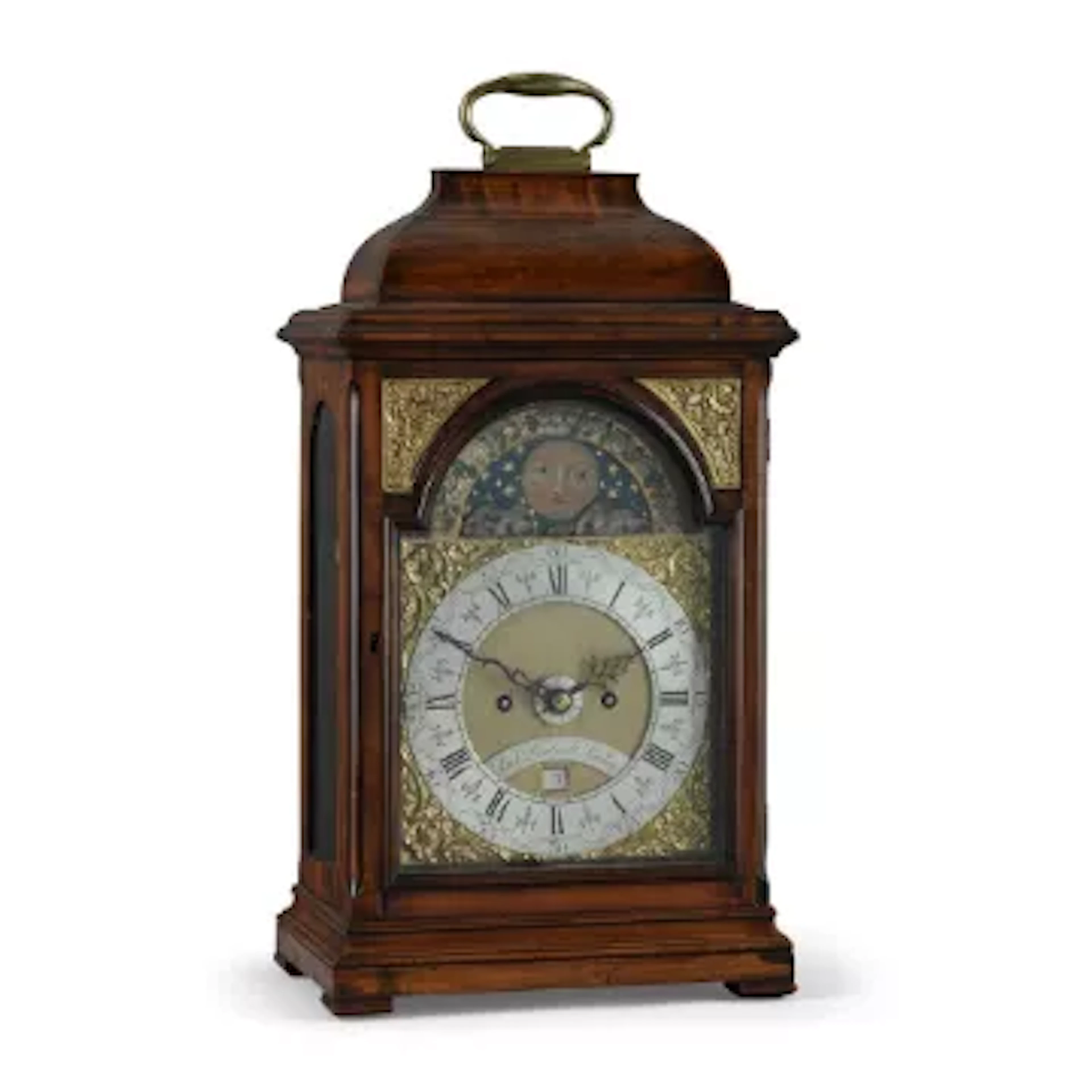 A POLISHED FRUITWOOD DUTCH-STRIKING TABLE/BRACKET CLOCK WITH MOONPHASE