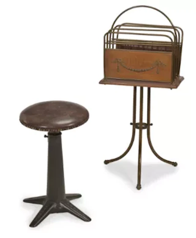 A SINGER MACHINISTS STOOL, FIRST HALF 20TH CENTURY, TOGETHER WITH