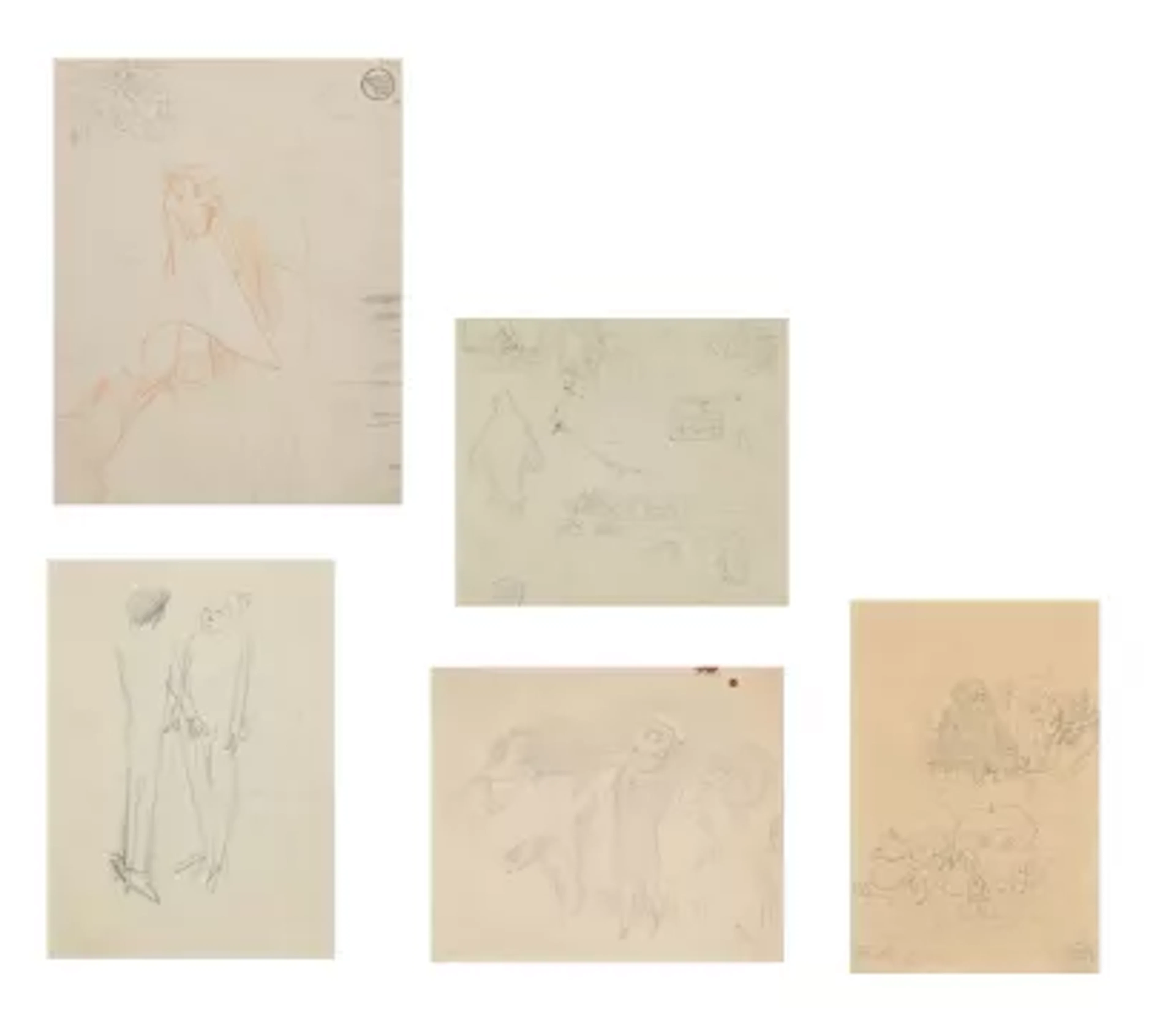 λ SIR STANLEY SPENCER (BRITISH 1891-1959), FIVE SHEETS OF STUDIES