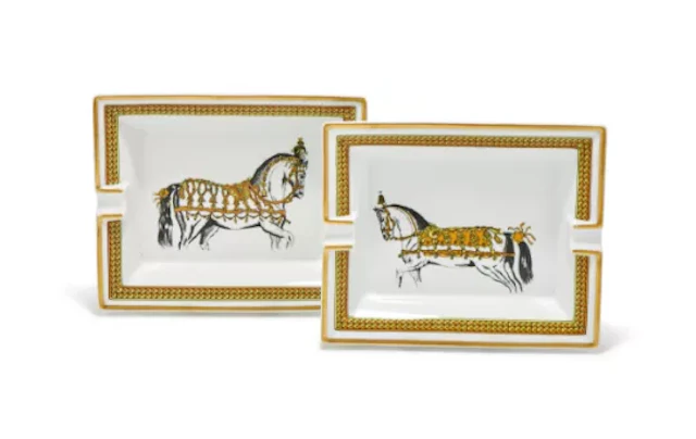 HERMÈS, A PAIR OF PORCELAIN VIDE POCHE
