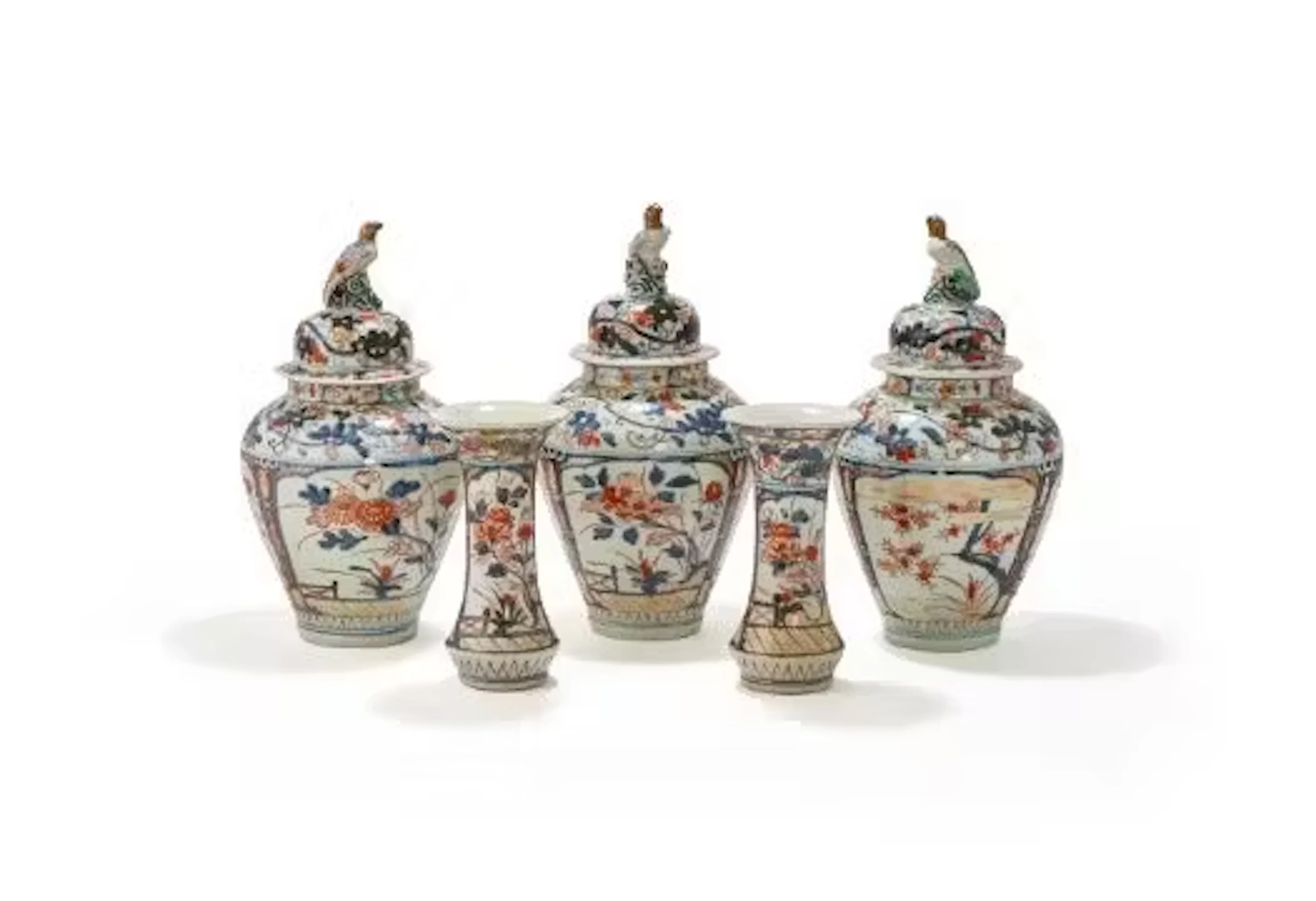 A Japanese Arita five-piece garniture