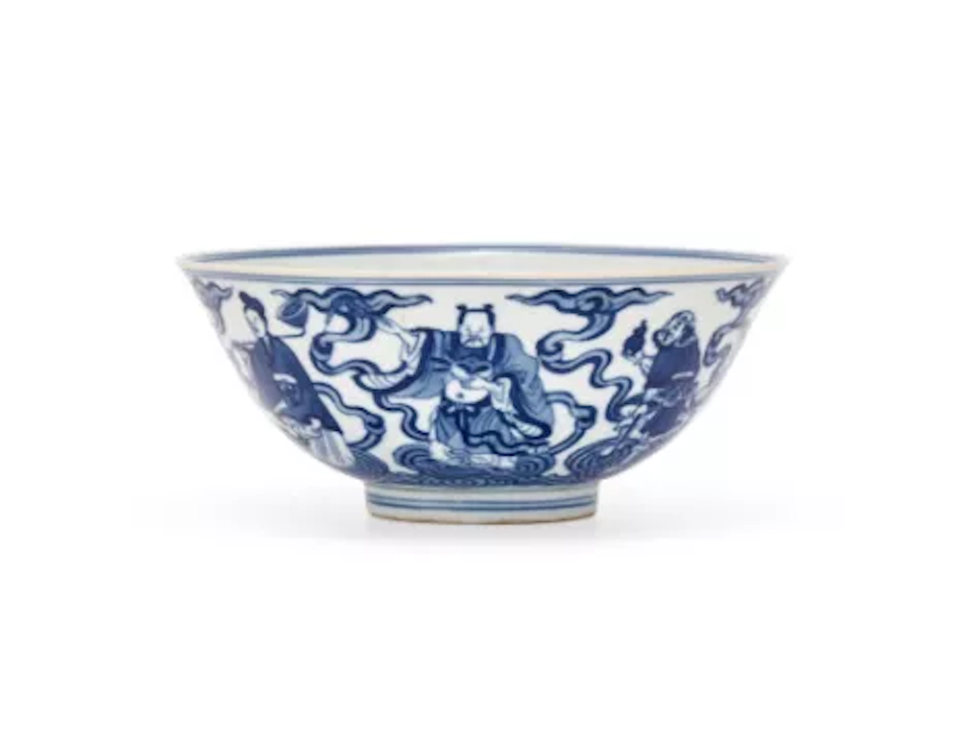 A Chinese blue and white 'Eight Immortals' bowl, Daoguang seal mark