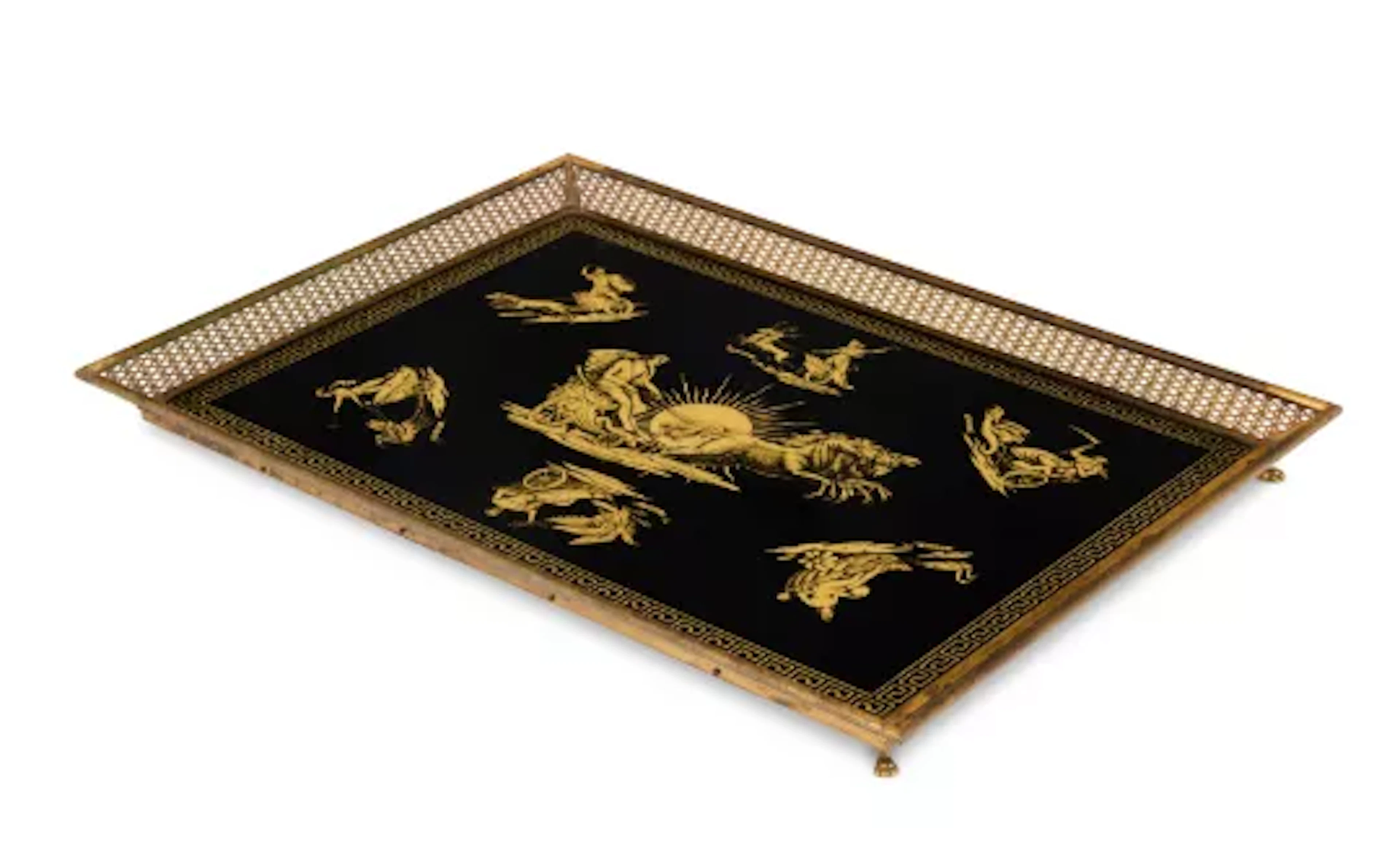 IN THE MANNER OF FORNASETTI, A 'VERRE ÉGLOMISÉ' TRAY, MID 20TH CENTURY