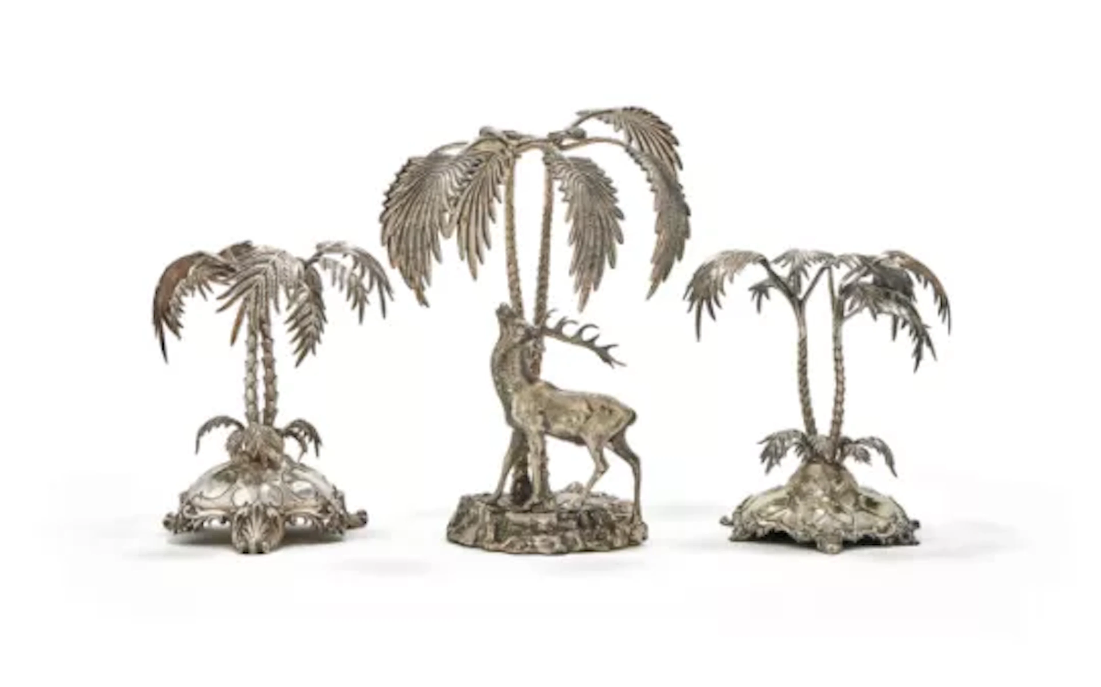 THREE ELECTRO-PLATED TABLE CENTRE PIECES
