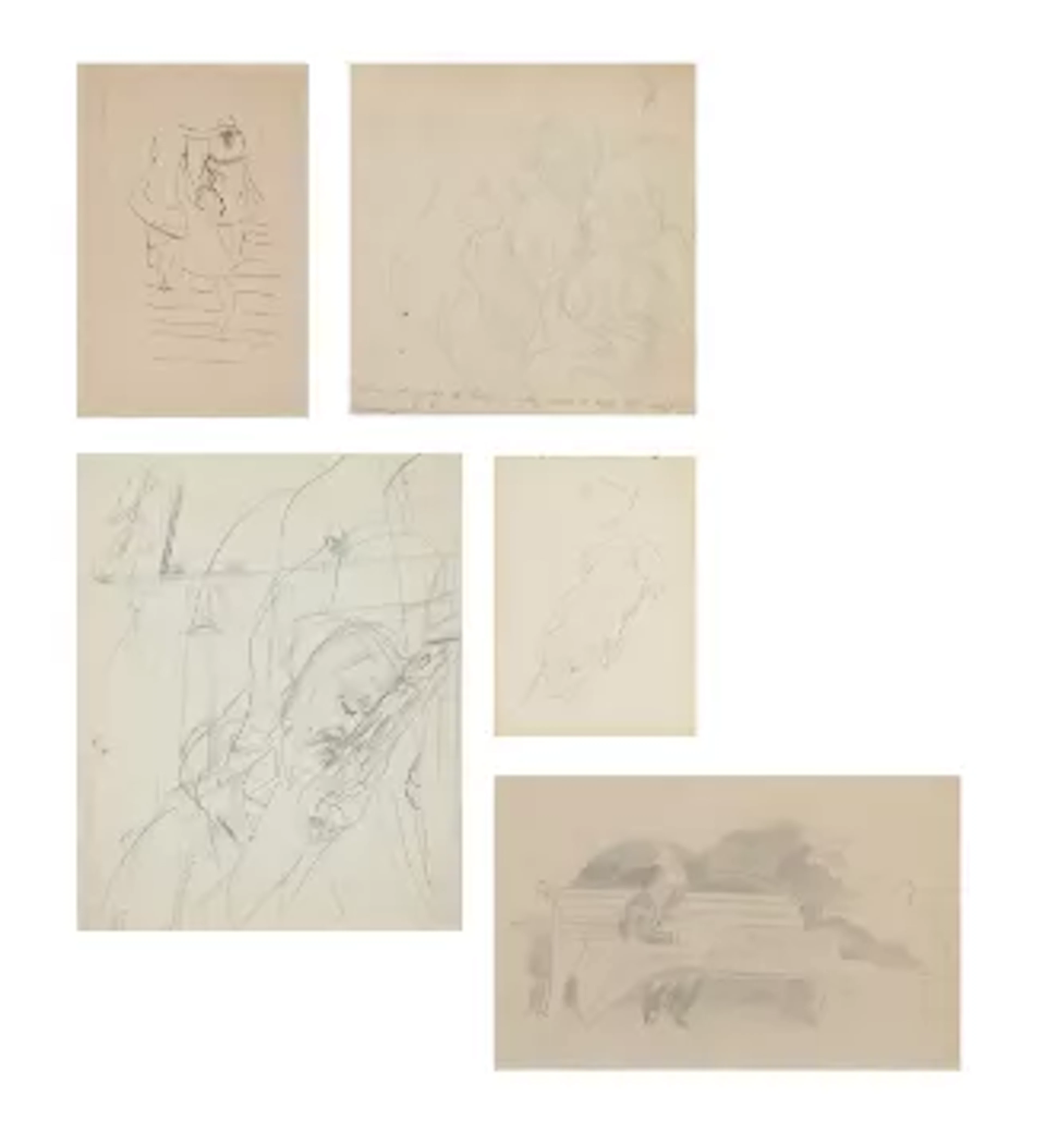 λ SIR STANLEY SPENCER (BRITISH 1891-1959), FIVE SHEETS OF STUDIES