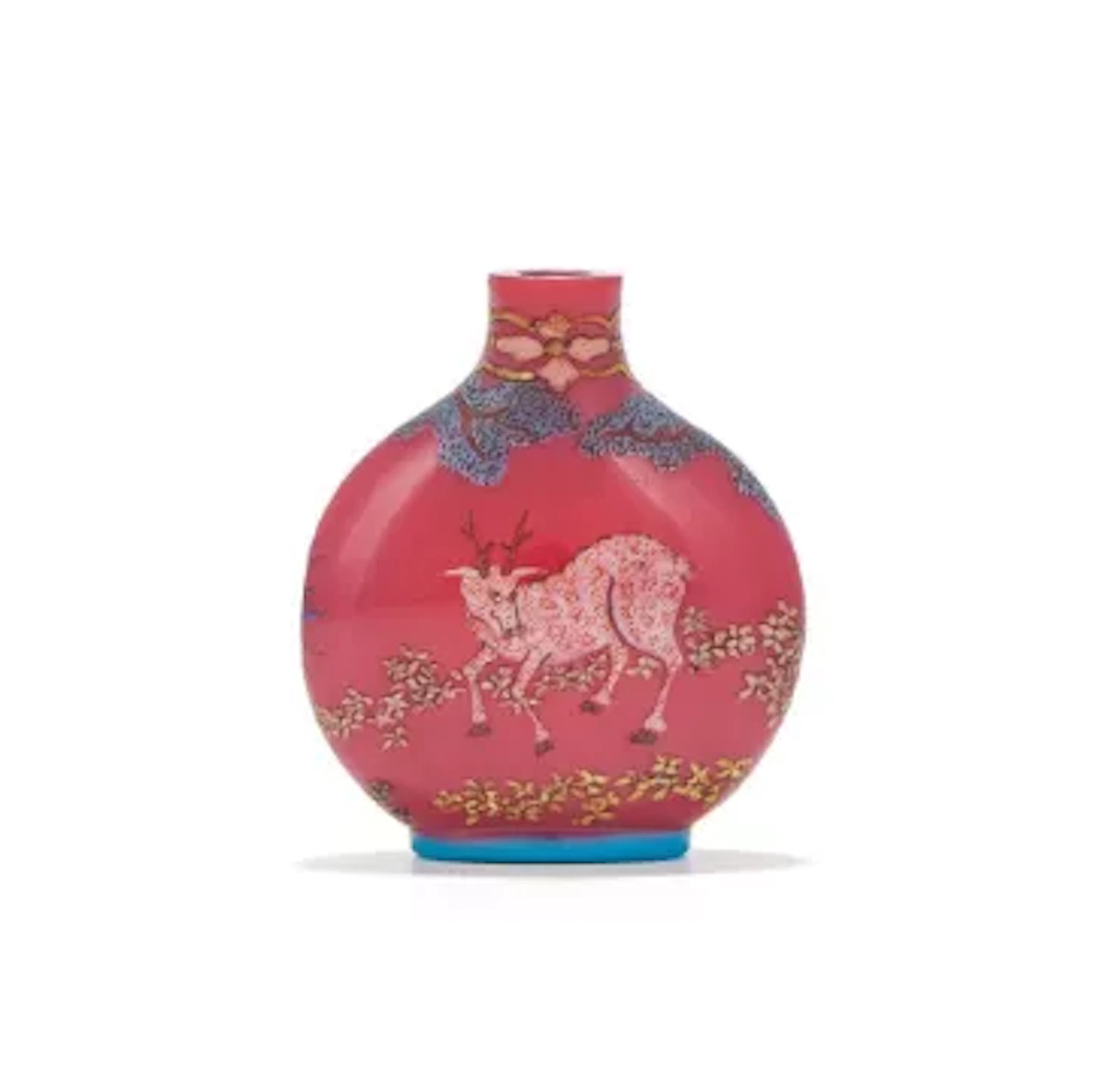 A rare Chinese enamelled ruby-red glass snuff bottle