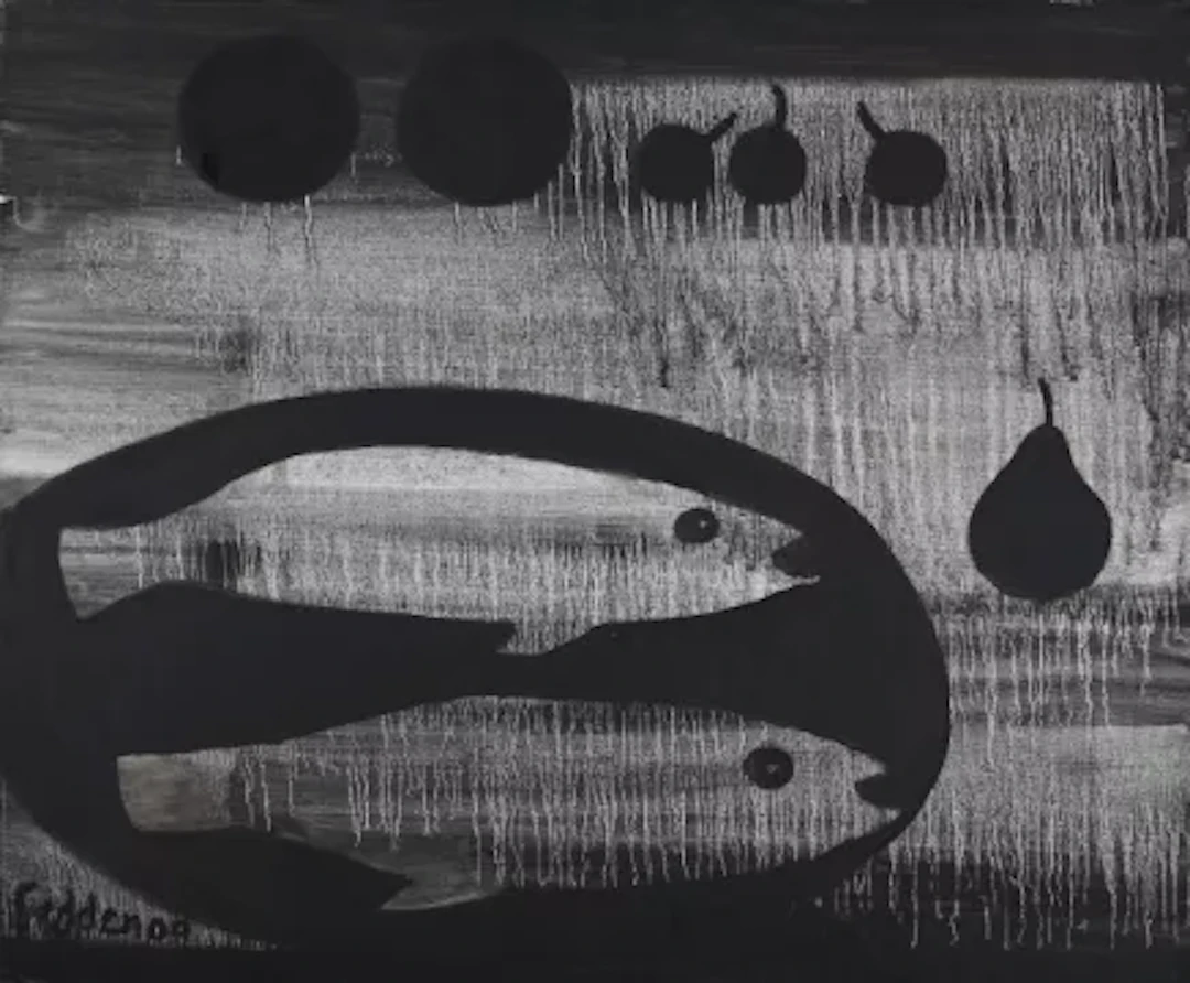 λ MARY FEDDEN (BRITISH 1915-2012), STILL LIFE WITH FISH AND FRUIT