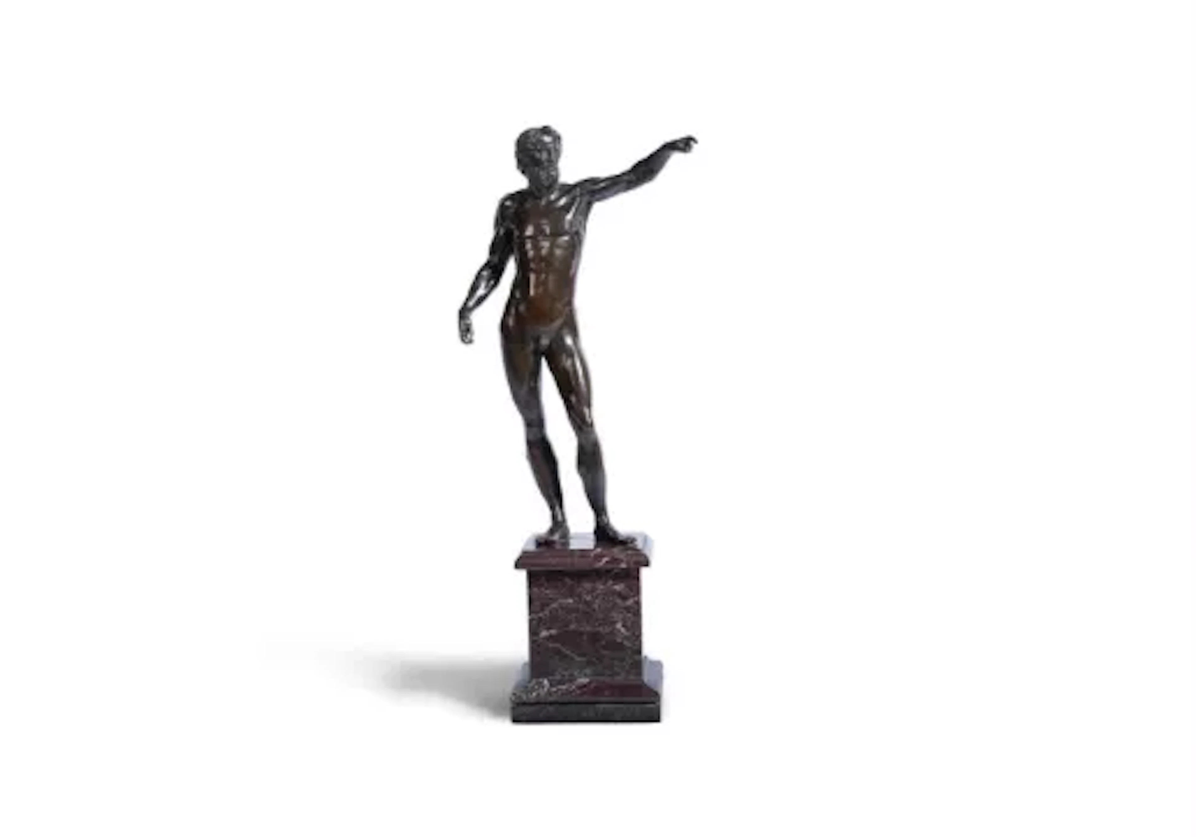 CIRCLE OF CAMELIO- A BRONZE FIGURE OF A STANDING MAN, EARLY 16TH CENTURY