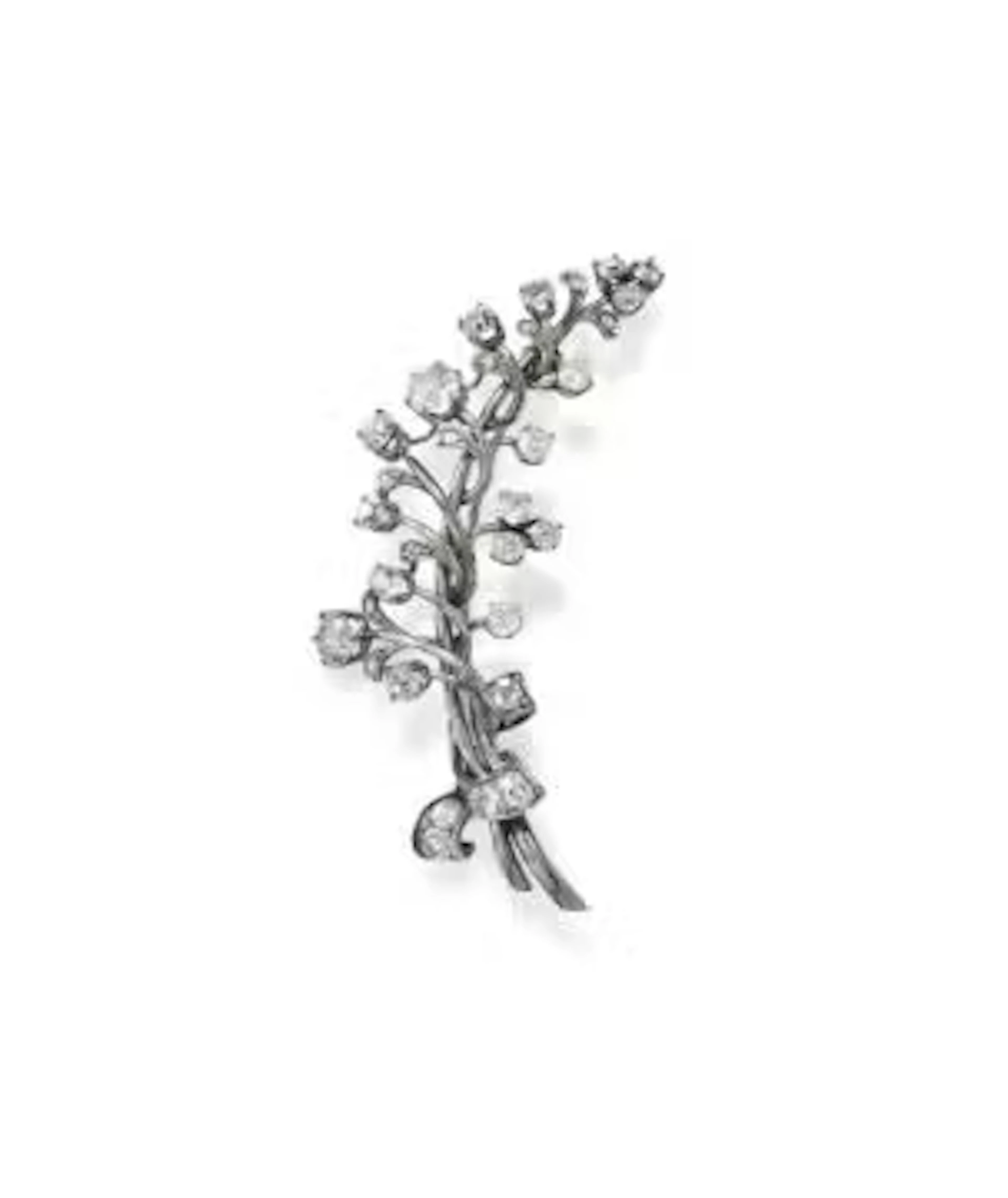 A DIAMOND FLORAL SPRAY BROOCH