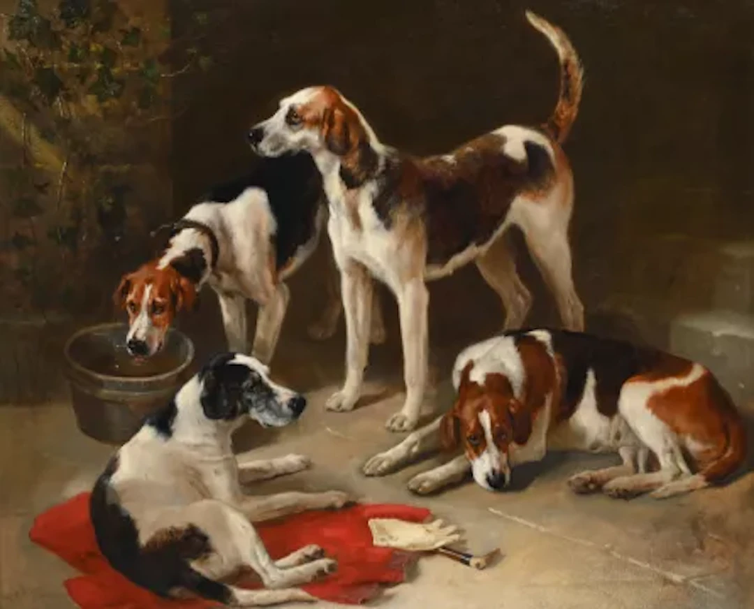 ‡ GEORGE WILLIAM HORLOR (BRITISH CIRCA 1820-1899), THE HUNTSMAN'S FOXHOUNDS