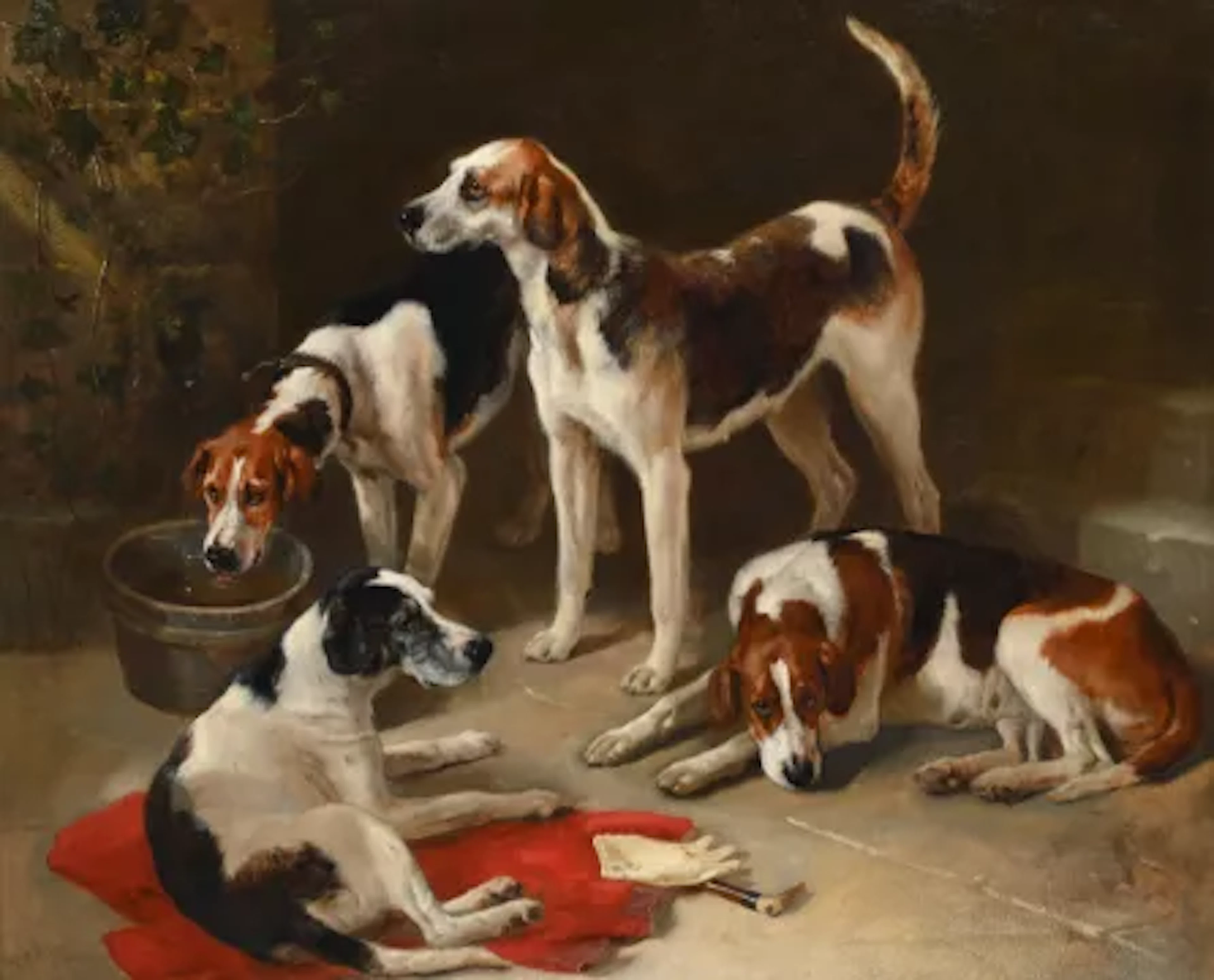 ‡ GEORGE WILLIAM HORLOR (BRITISH CIRCA 1820-1899), THE HUNTSMAN'S FOXHOUNDS