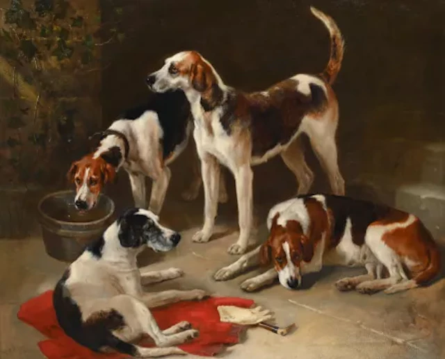 ‡ GEORGE WILLIAM HORLOR (BRITISH CIRCA 1820-1899), THE HUNTSMAN'S FOXHOUNDS