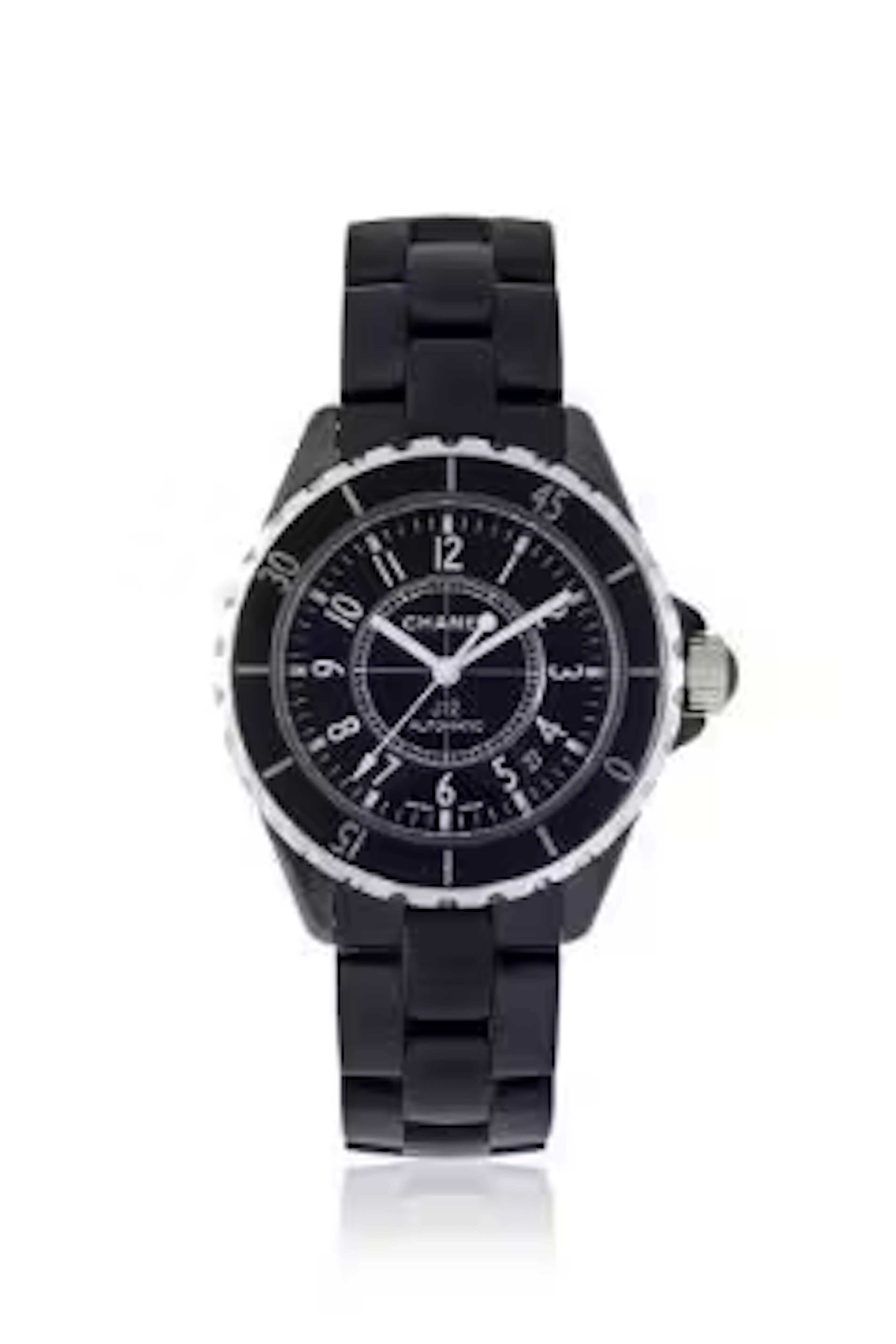 CHANEL, J12, REF. H0684 305, A BLACK CERAMIC BRACELET WATCH WITH DATE