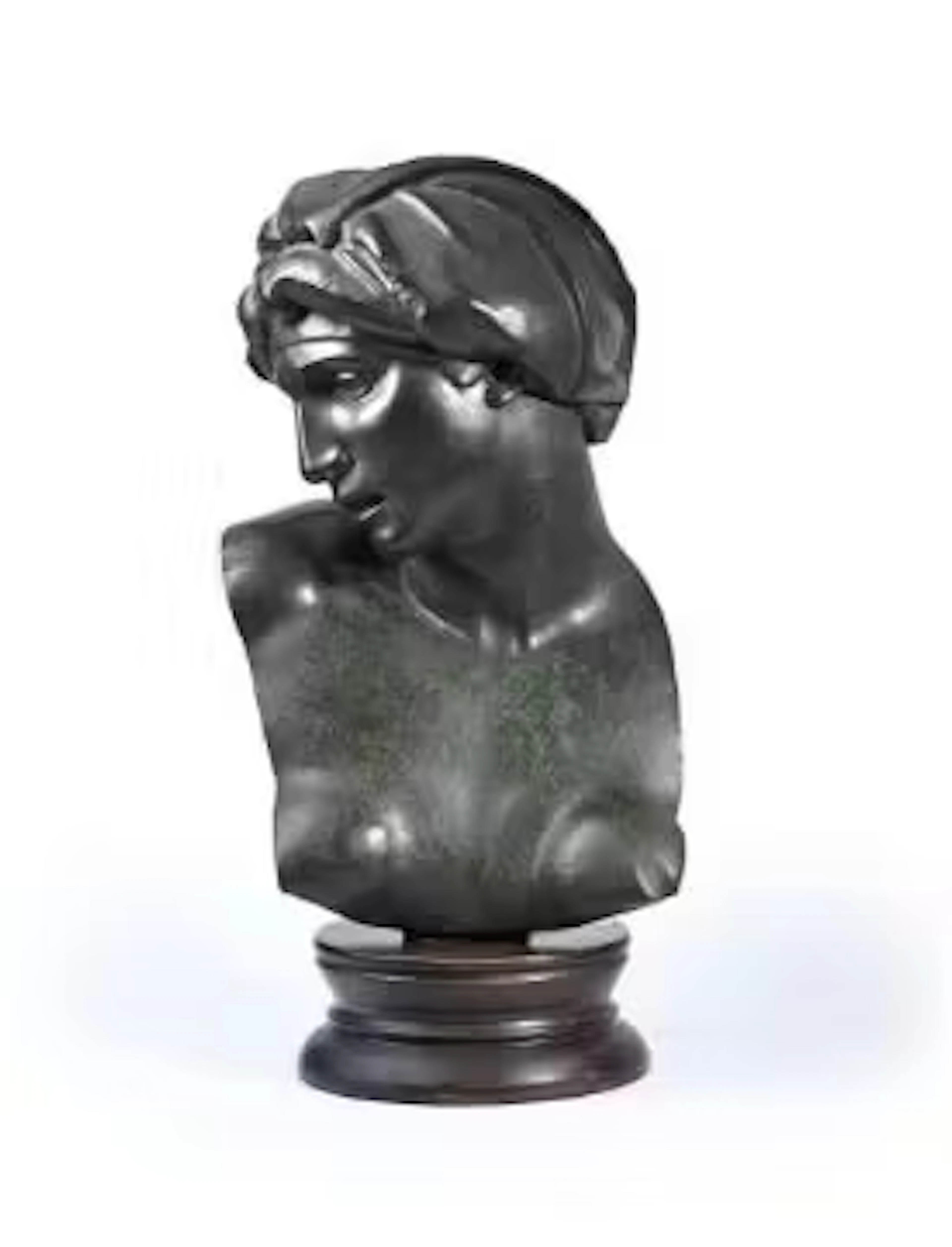 AFTER MICHELANGELO, A HOLLOW BRONZE RELIEF BUST OF AURORA, LATE 19TH