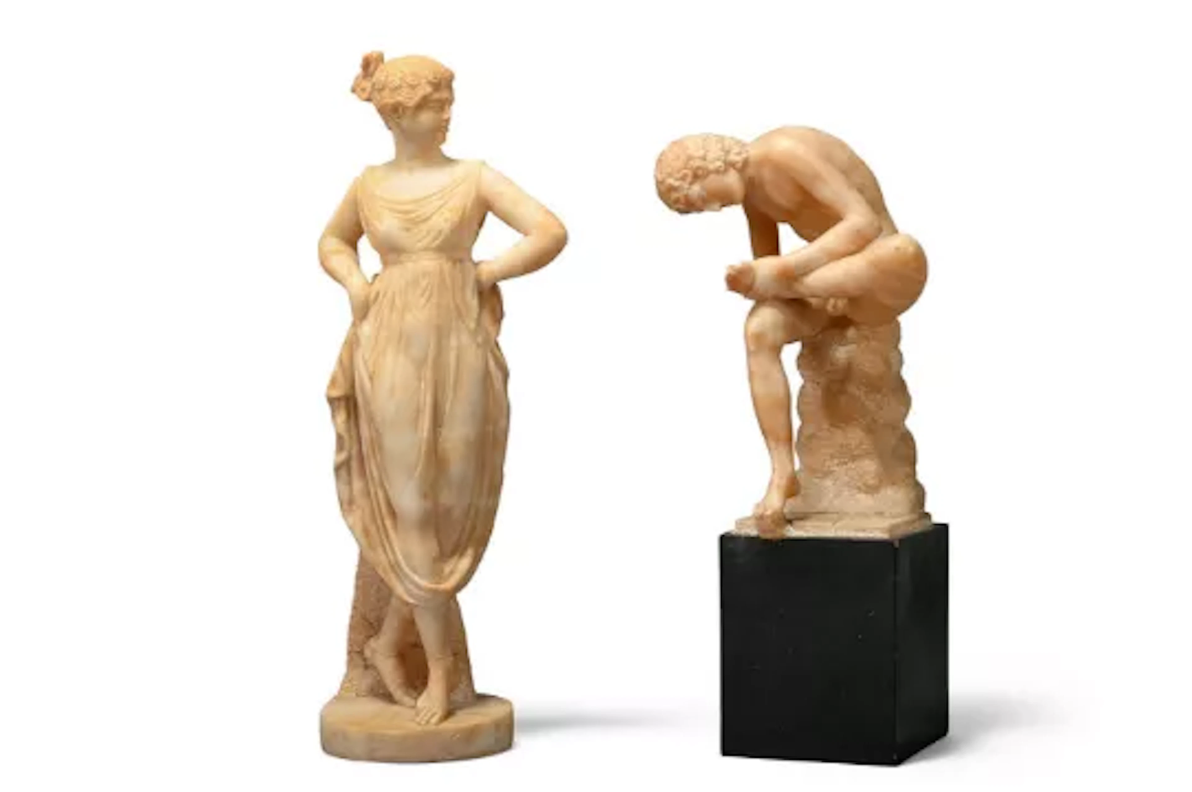 AFTER ANTONIO CANOVA, TWO CARVED ALABASTER GRAND TOUR MODELS, LAST