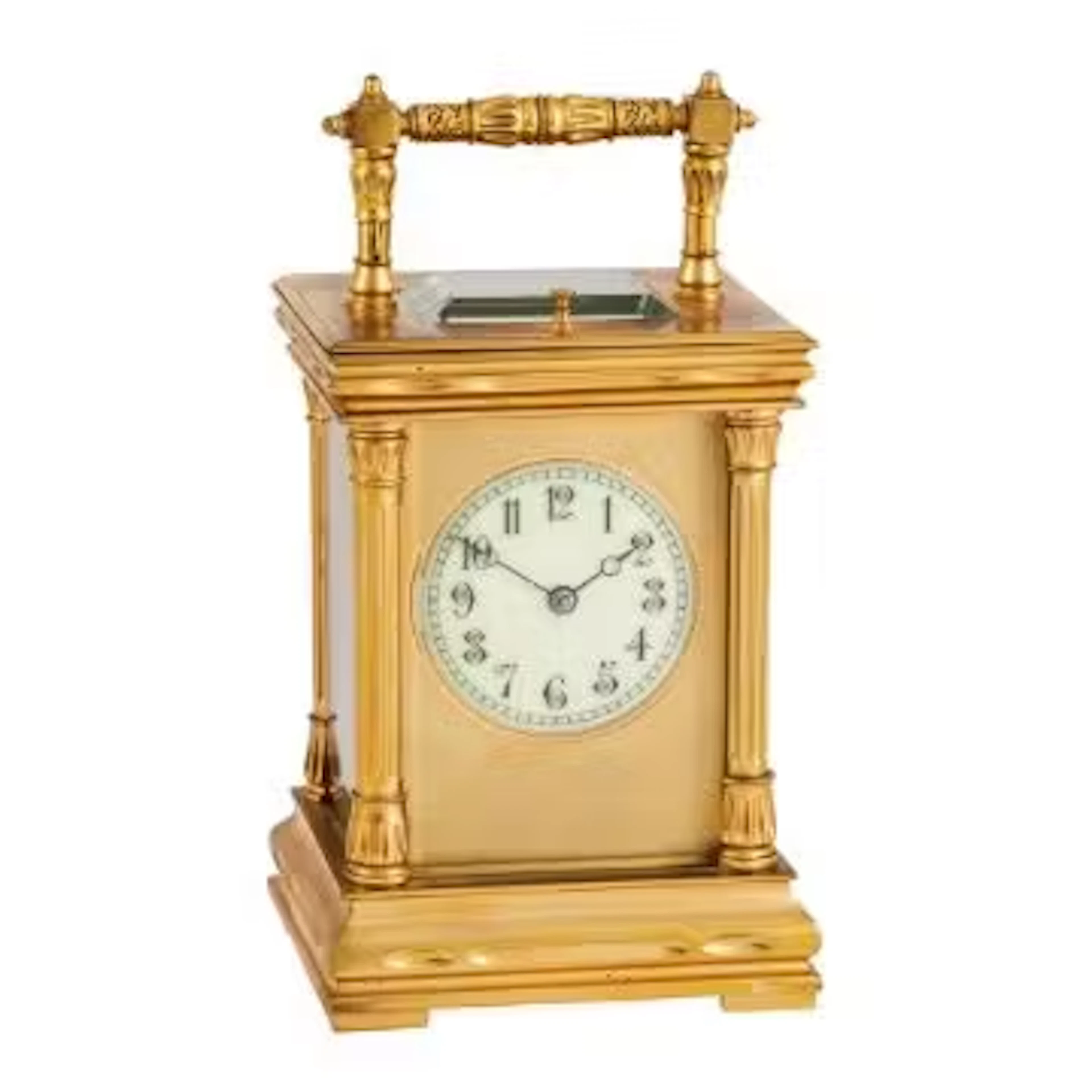 A FRENCH GILT BRASS CARRIAGE CLOCK WITH PUSH-BUTTON REPEAT, LATE 19TH CENTURY