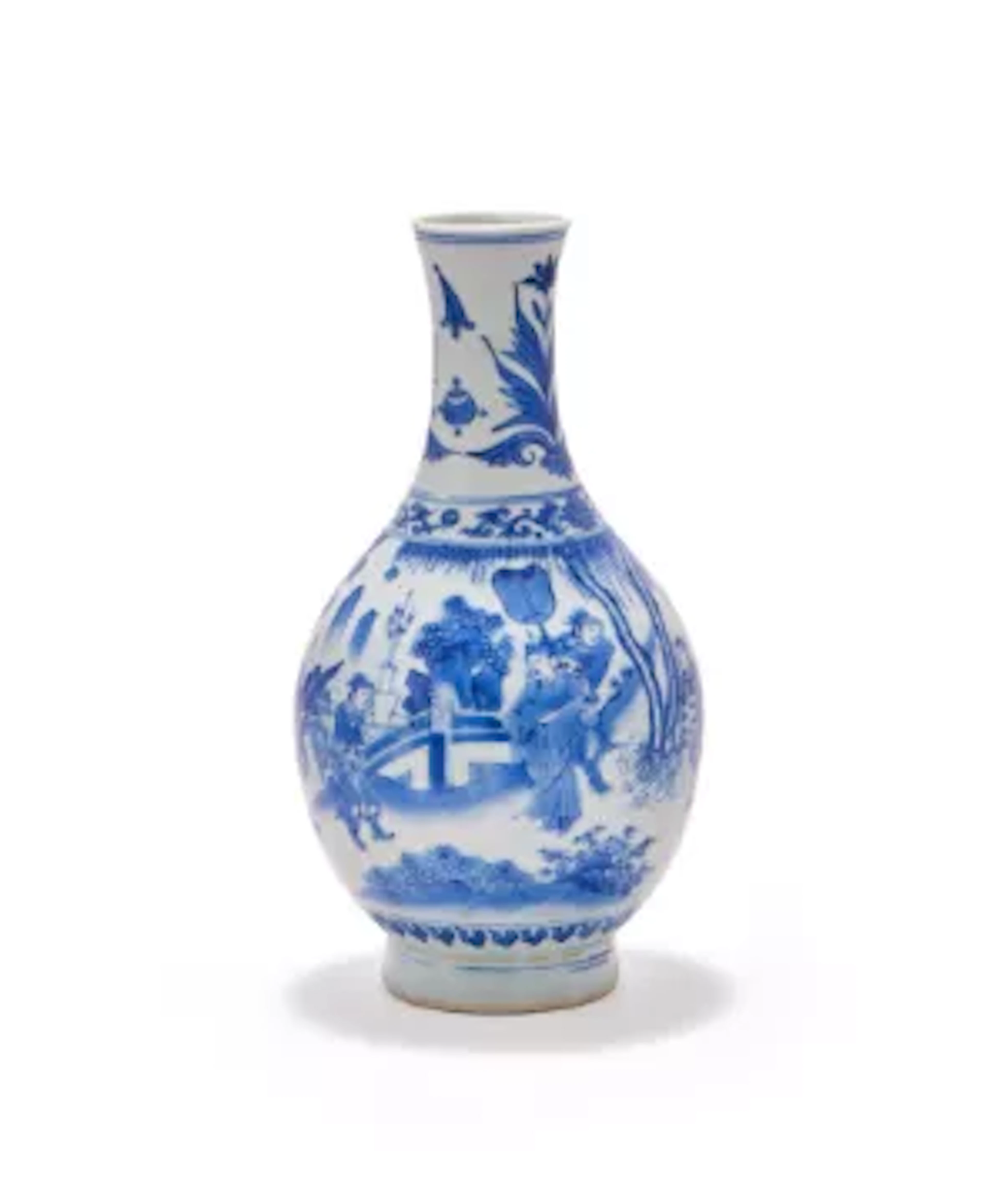 A Chinese blue and white bottle vase, Chongzhen (1628-1644)