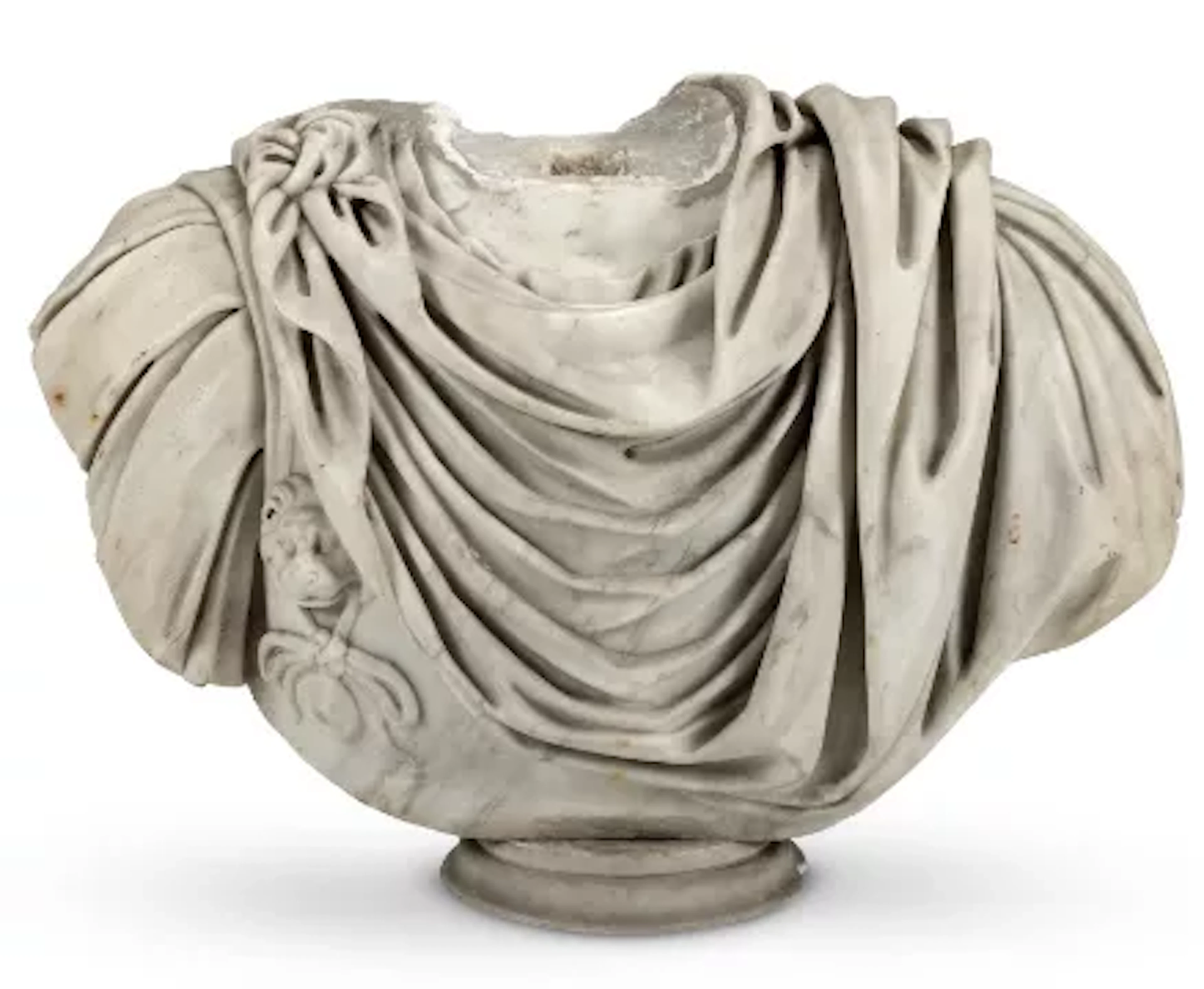 AFTER THE ANTIQUE- THE MARBLE BUST SHOULDERS OF A ROMAN EMPEROR, ITALIAN