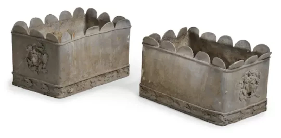 A PAIR OF RECTANGULAR CAST LEAD GARDEN PLANTERS, LATE 19TH CENTURY