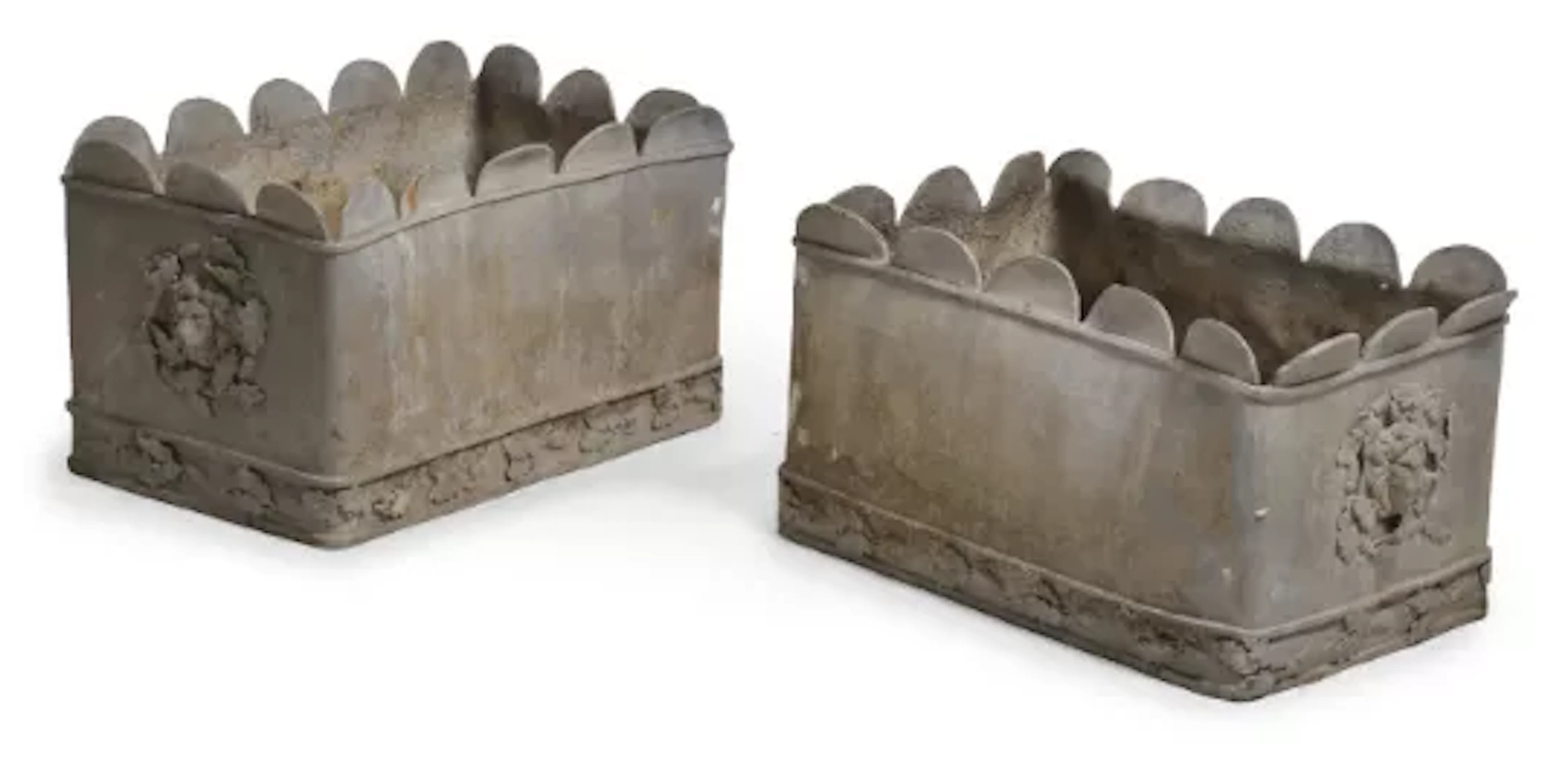 A PAIR OF RECTANGULAR CAST LEAD GARDEN PLANTERS, LATE 19TH CENTURY